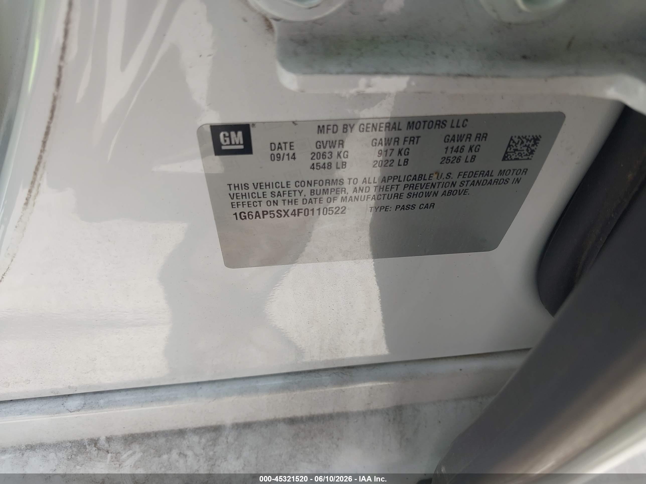 2015 Cadillac Cts Standard White vin: 1G6AP5SX4F0110522
