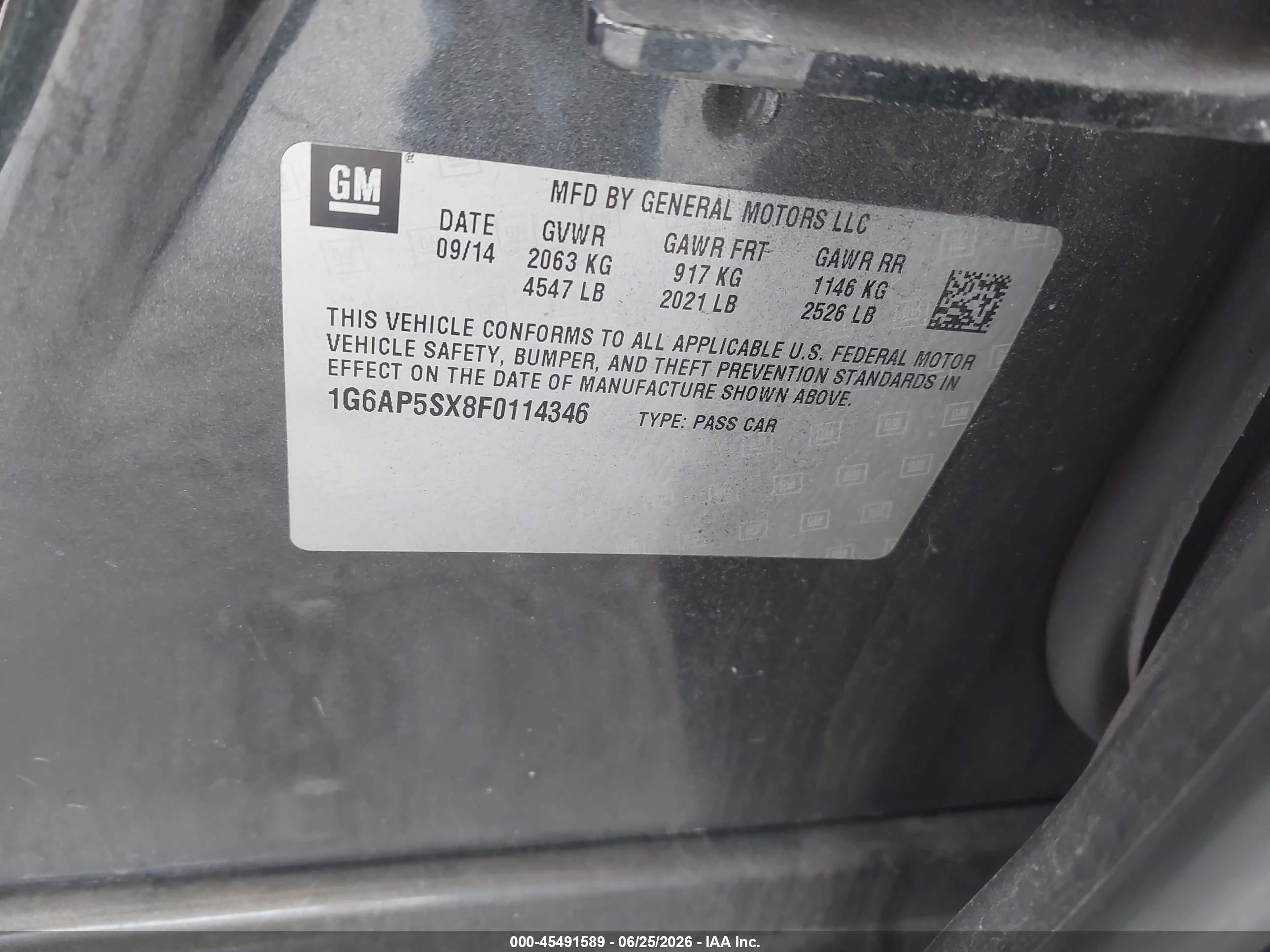 2015 Cadillac Cts Standard Gray vin: 1G6AP5SX8F0114346