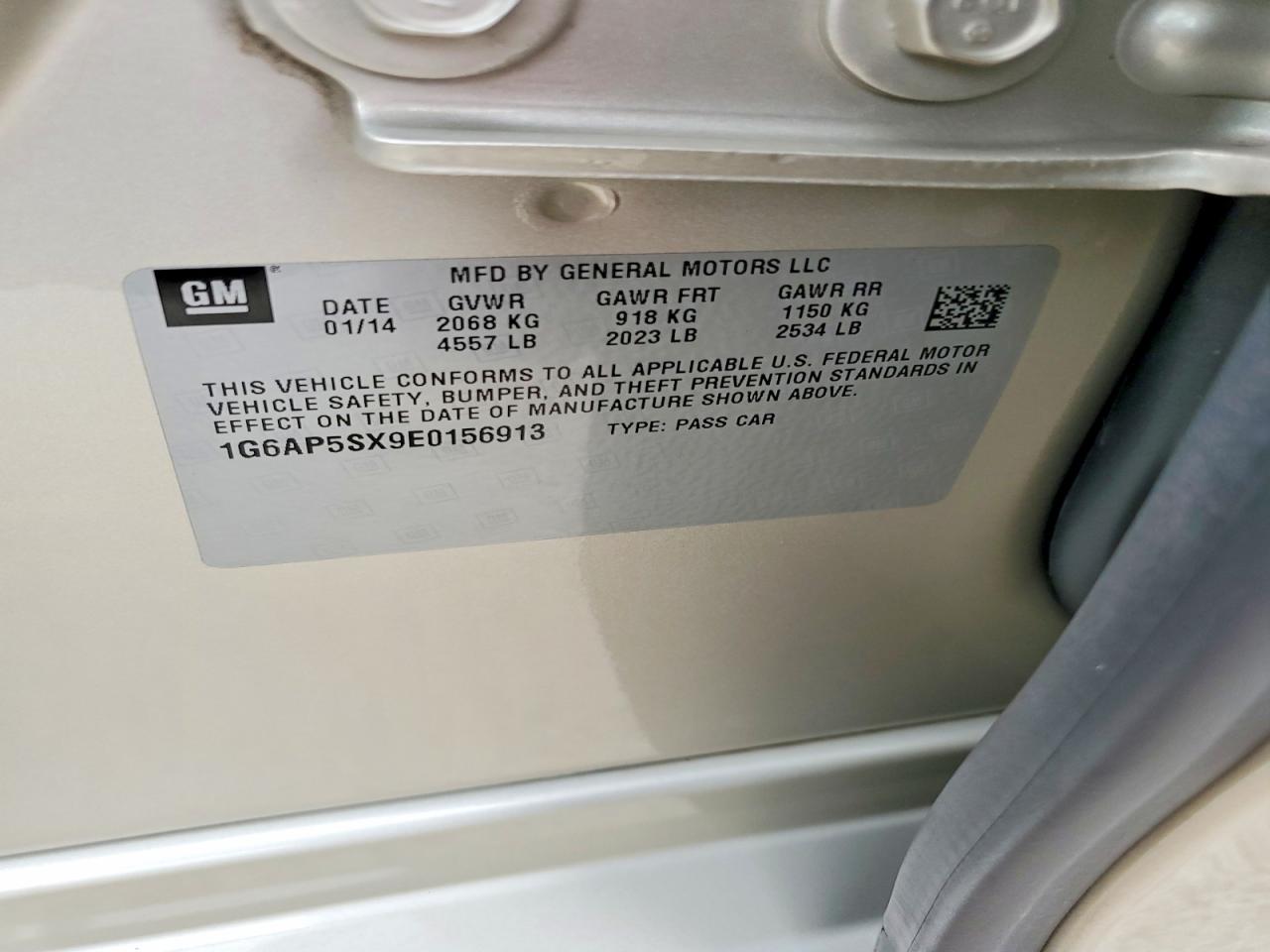 2014 Cadillac Cts Beige vin: 1G6AP5SX9E0156913