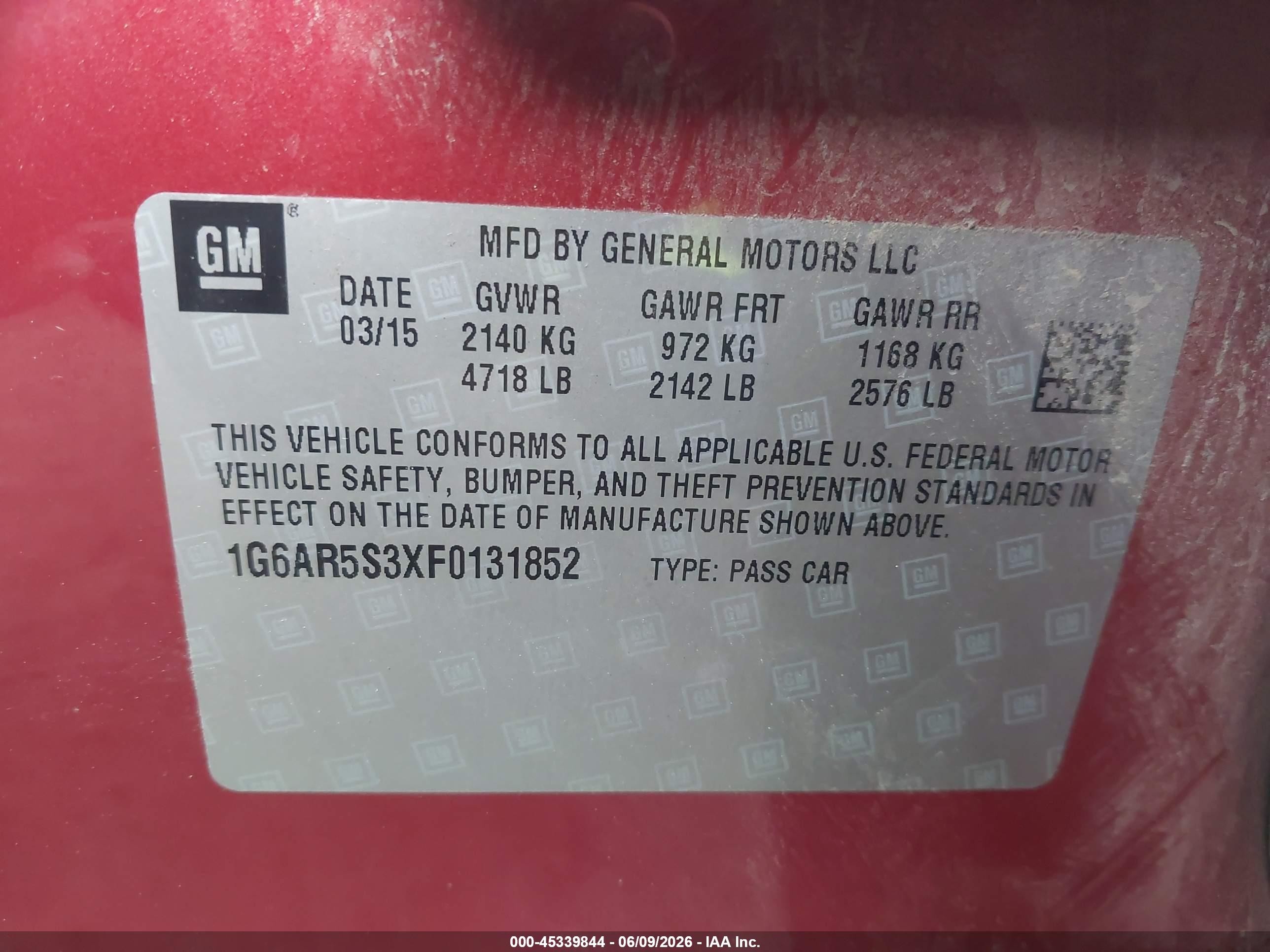 2015 Cadillac Cts Luxury Red vin: 1G6AR5S3XF0131852