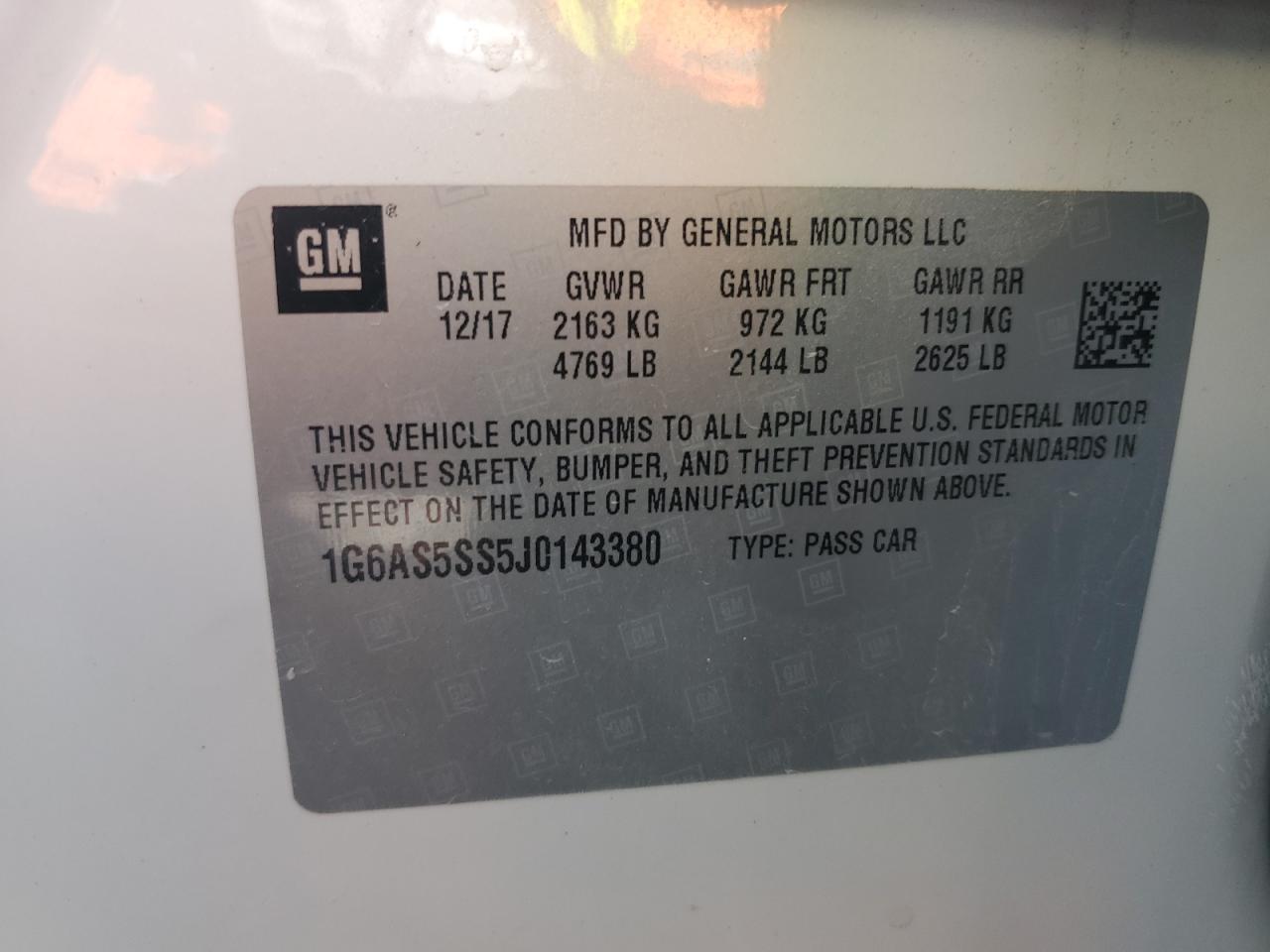 2018 Cadillac Cts Premium Luxury Белый vin: 1G6AS5SS5J0143380