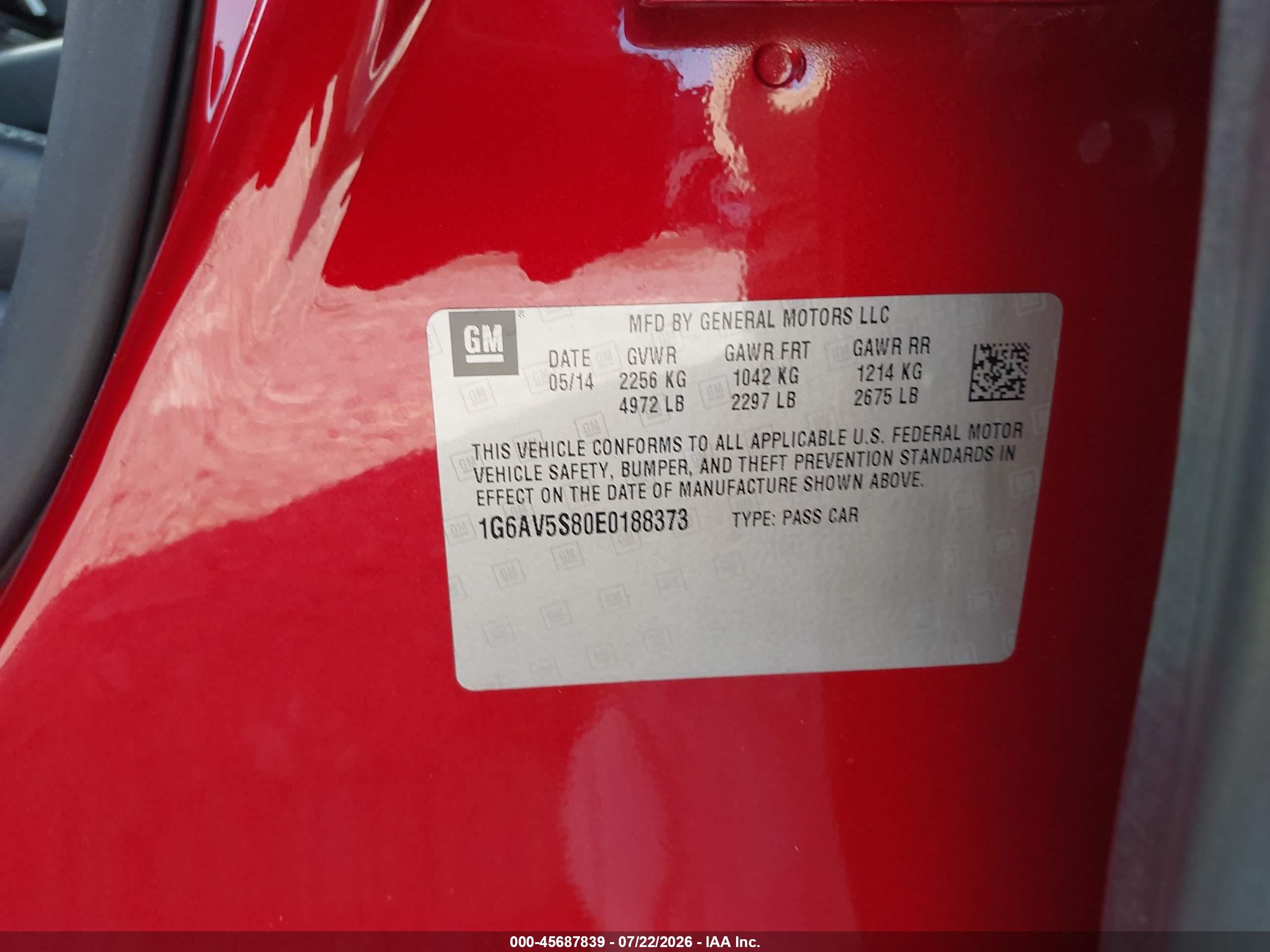 2014 Cadillac Cts Vsport Premium Red vin: 1G6AV5S80E0188373