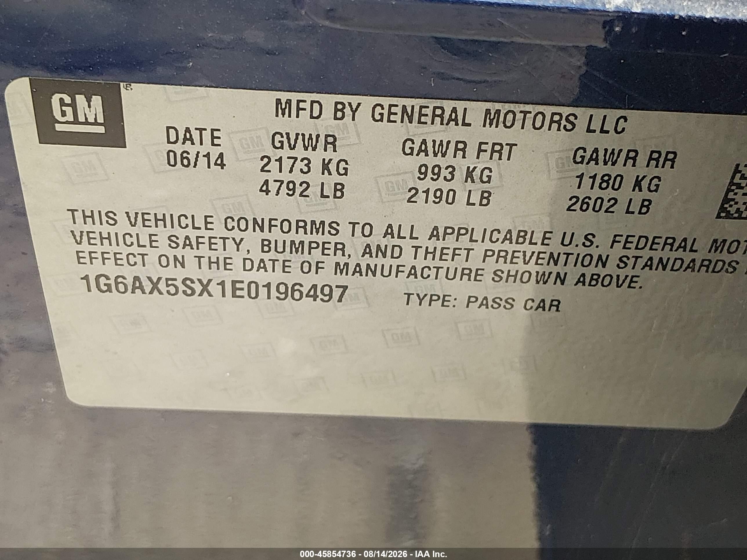 2014 Cadillac Cts Luxury Blue vin: 1G6AX5SX1E0196497