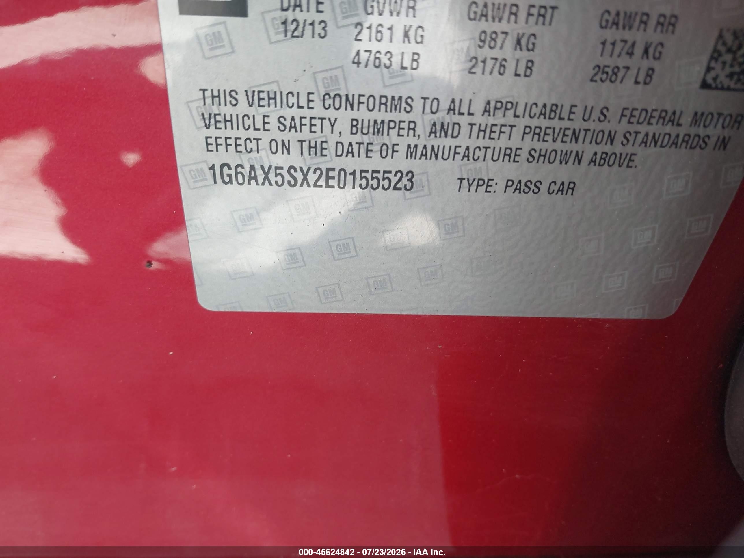 2014 Cadillac Cts Luxury Red vin: 1G6AX5SX2E0155523