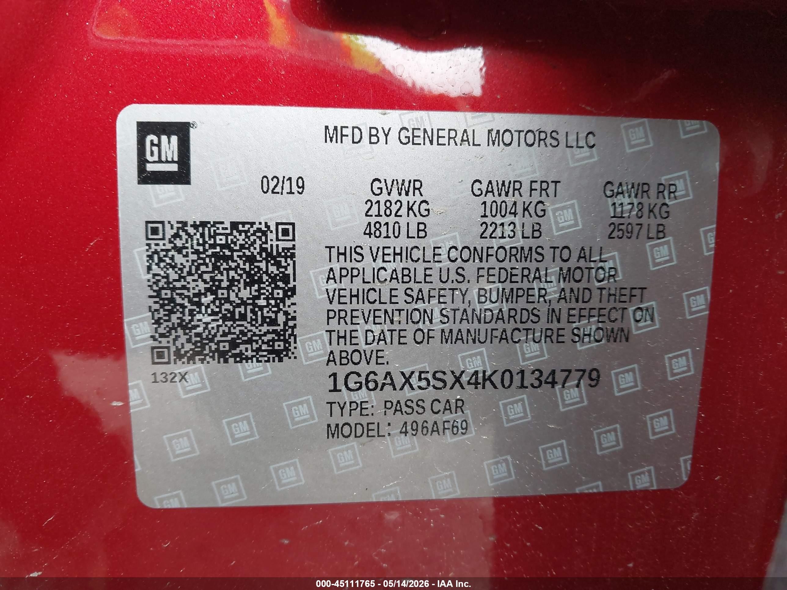 2019 Cadillac Cts Luxury Red vin: 1G6AX5SX4K0134779