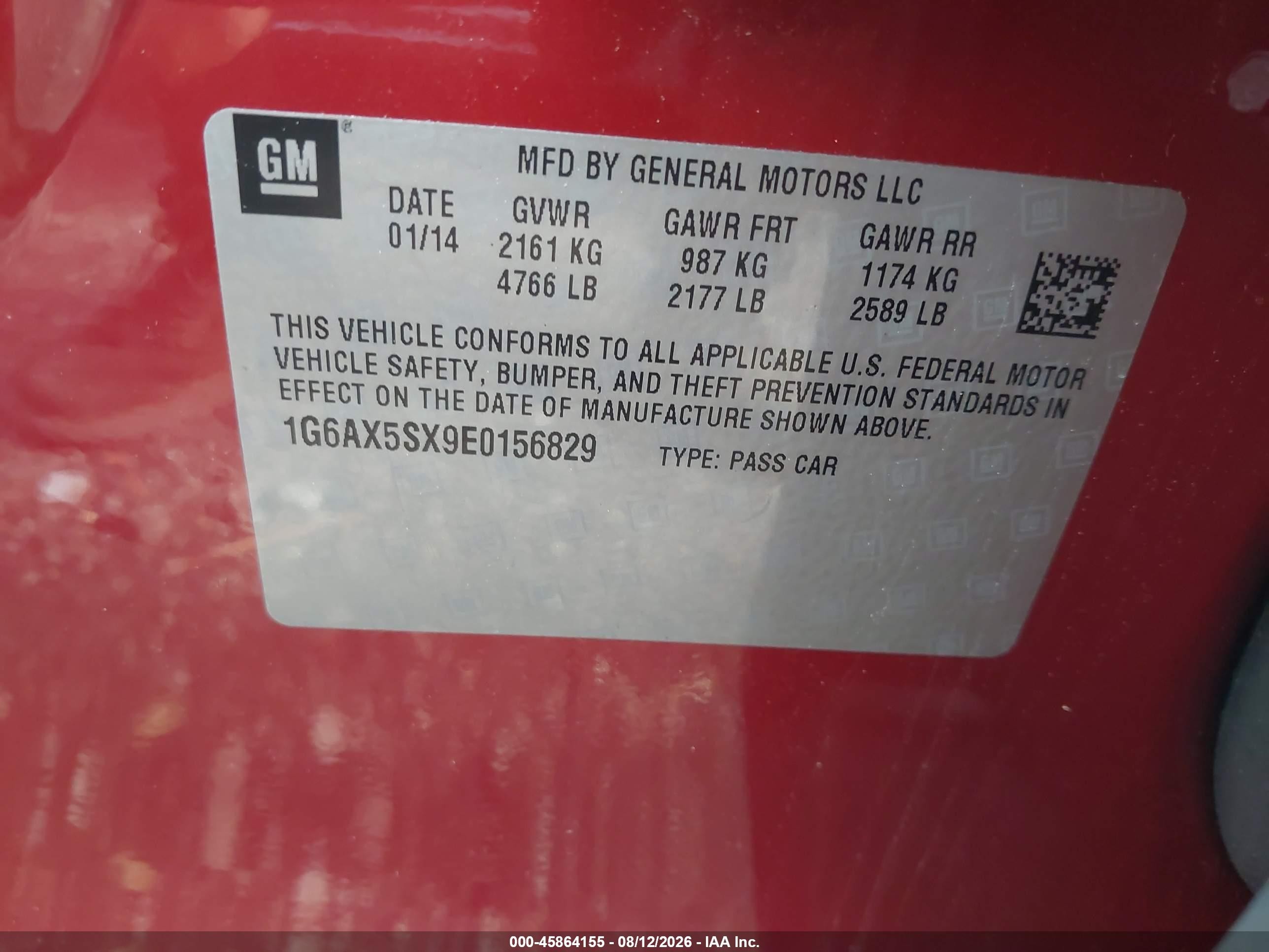 2014 Cadillac Cts Luxury Red vin: 1G6AX5SX9E0156829