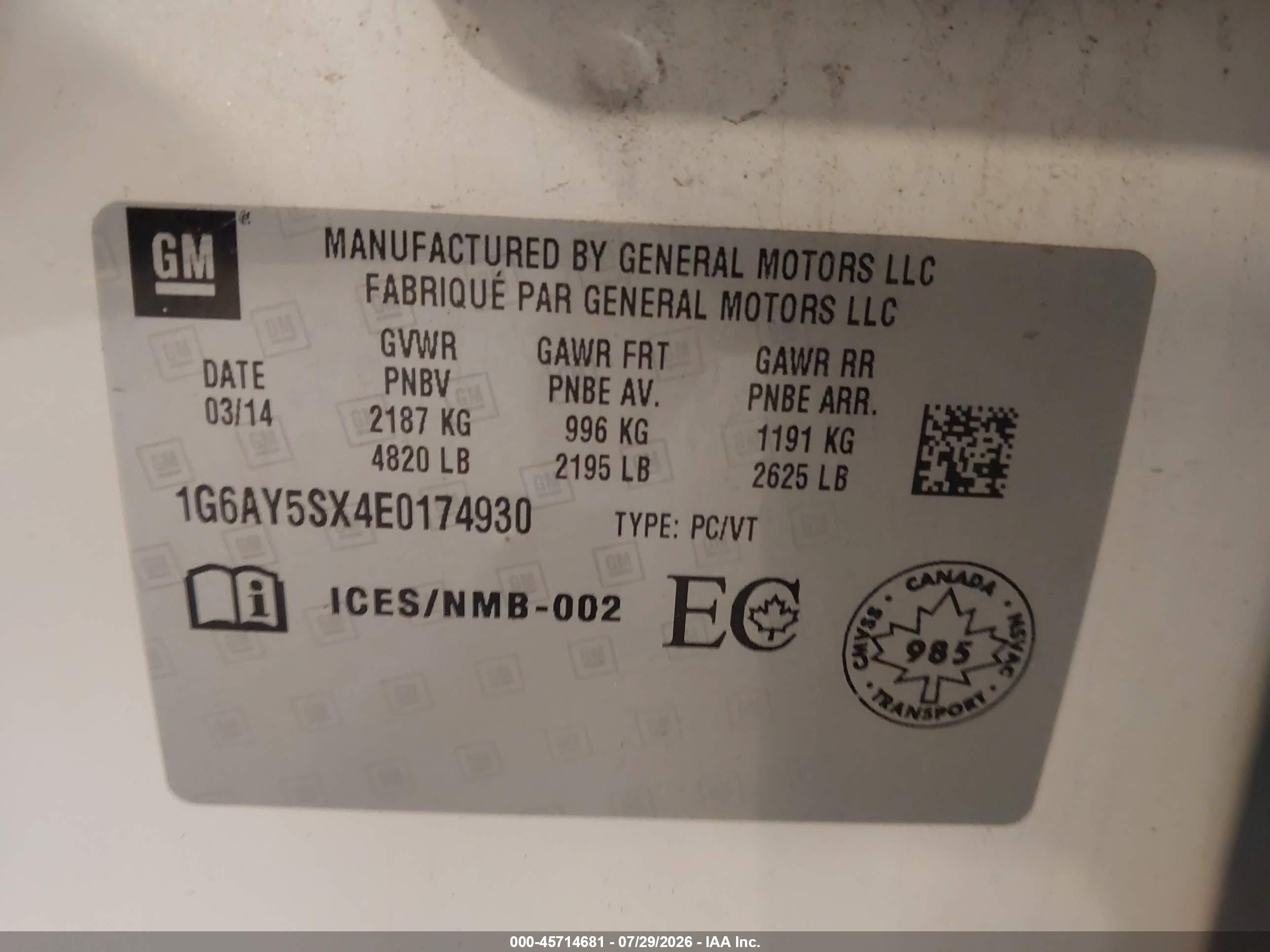 2014 Cadillac Cts Performance White vin: 1G6AY5SX4E0174930