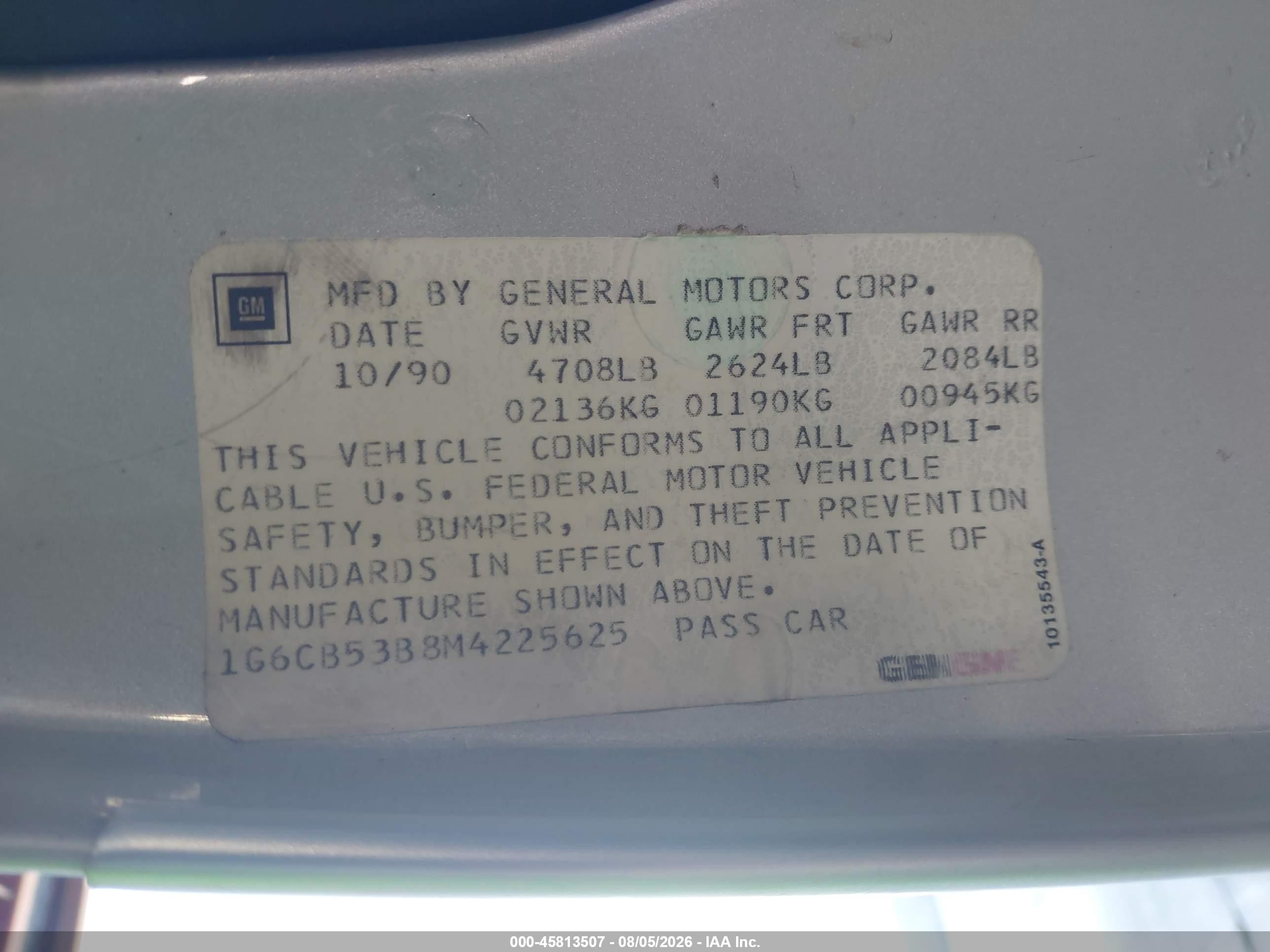 1991 Cadillac Fleetwood   Silver vin: 1G6CB53B8M4225625