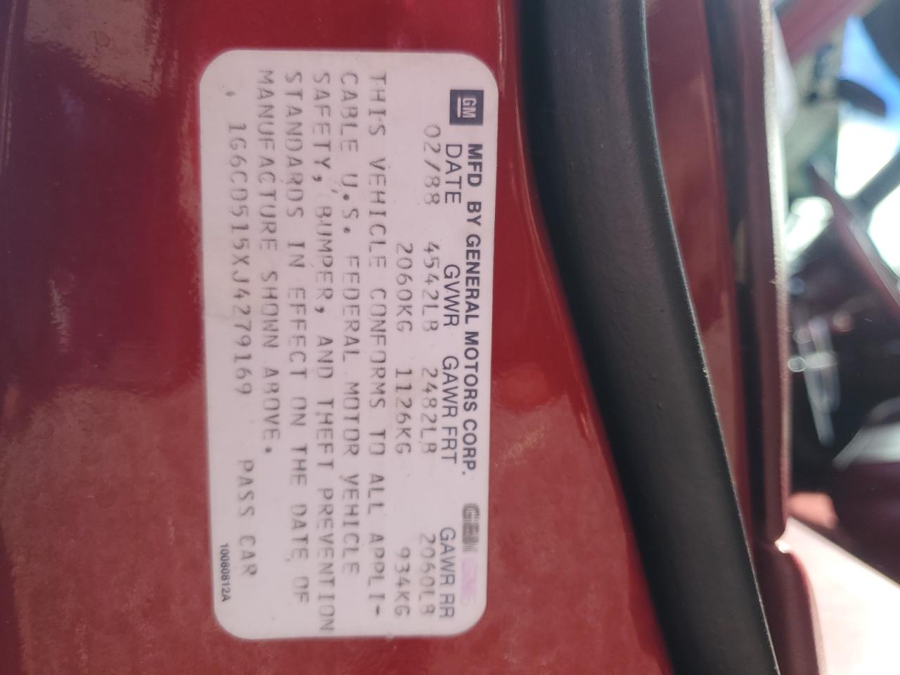 1988 Cadillac Deville Maroon vin: 1G6CD515XJ4279169
