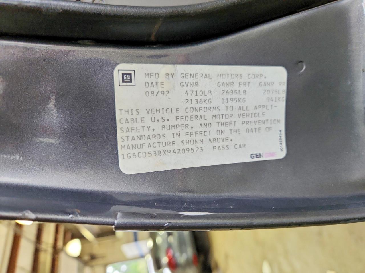 1993 Cadillac Deville Серый vin: 1G6CD53BXP4209523