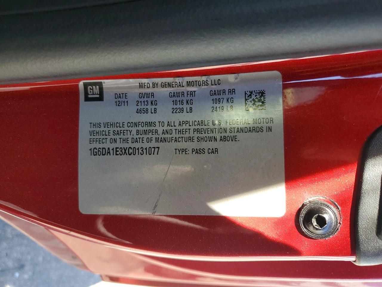 2012 Cadillac Cts Red vin: 1G6DA1E3XC0131077