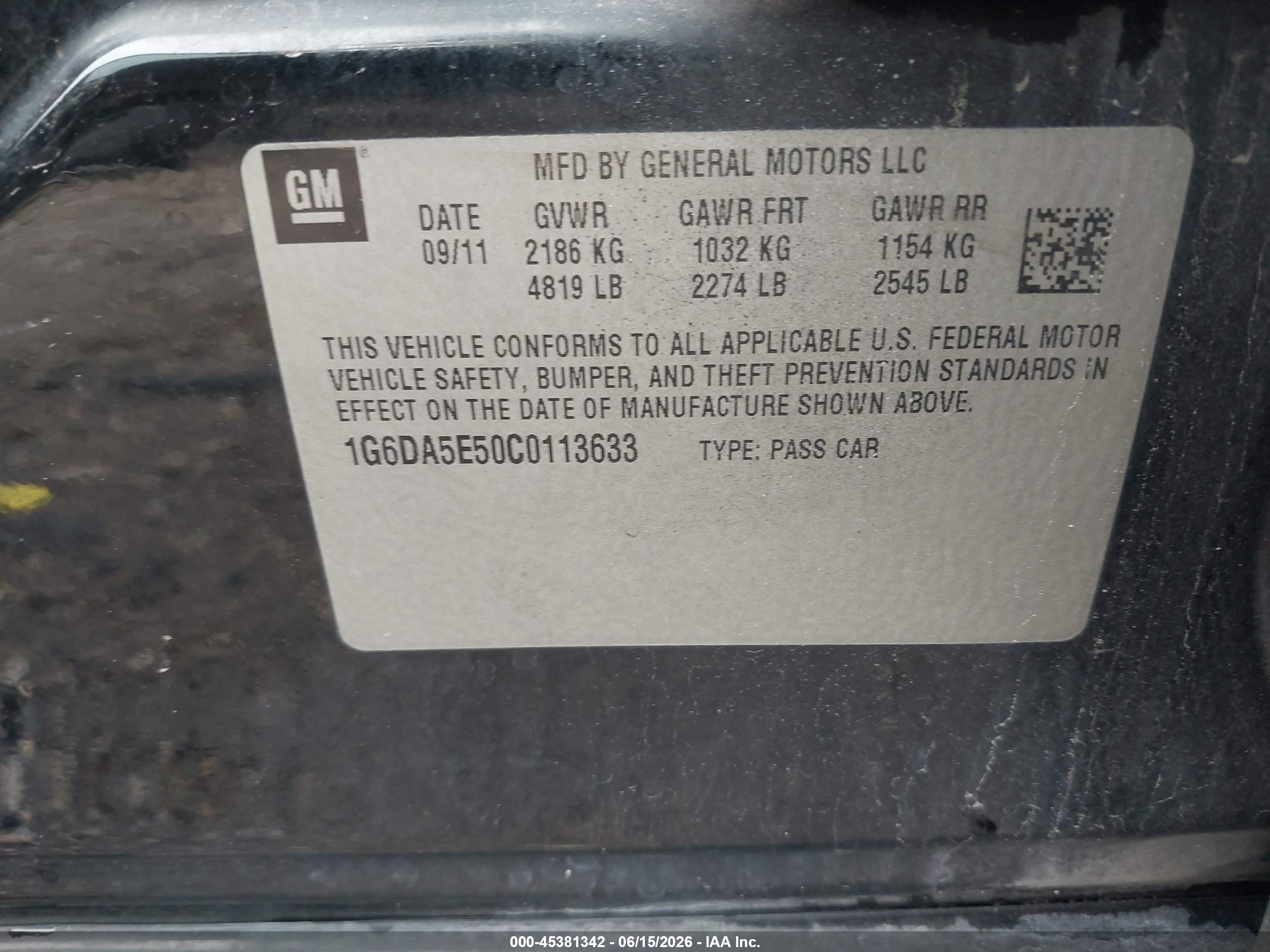 2012 Cadillac Cts Standard Black vin: 1G6DA5E50C0113633