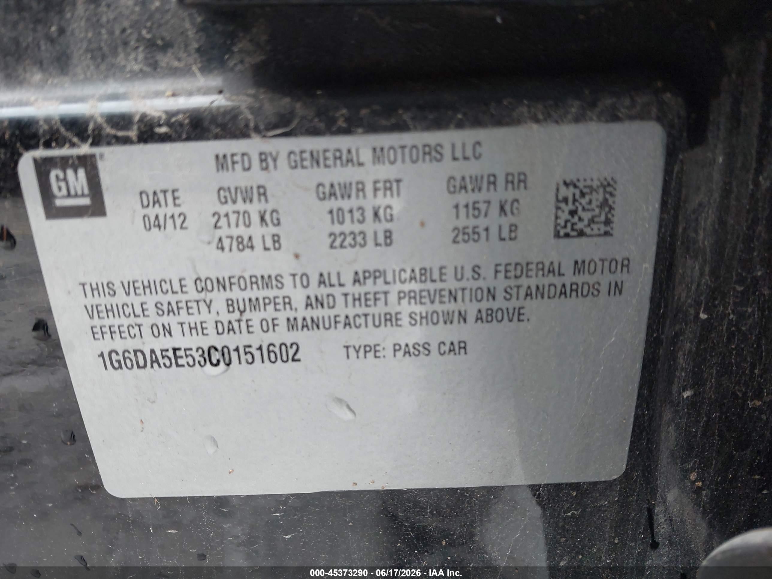 2012 Cadillac Cts Standard Black vin: 1G6DA5E53C0151602