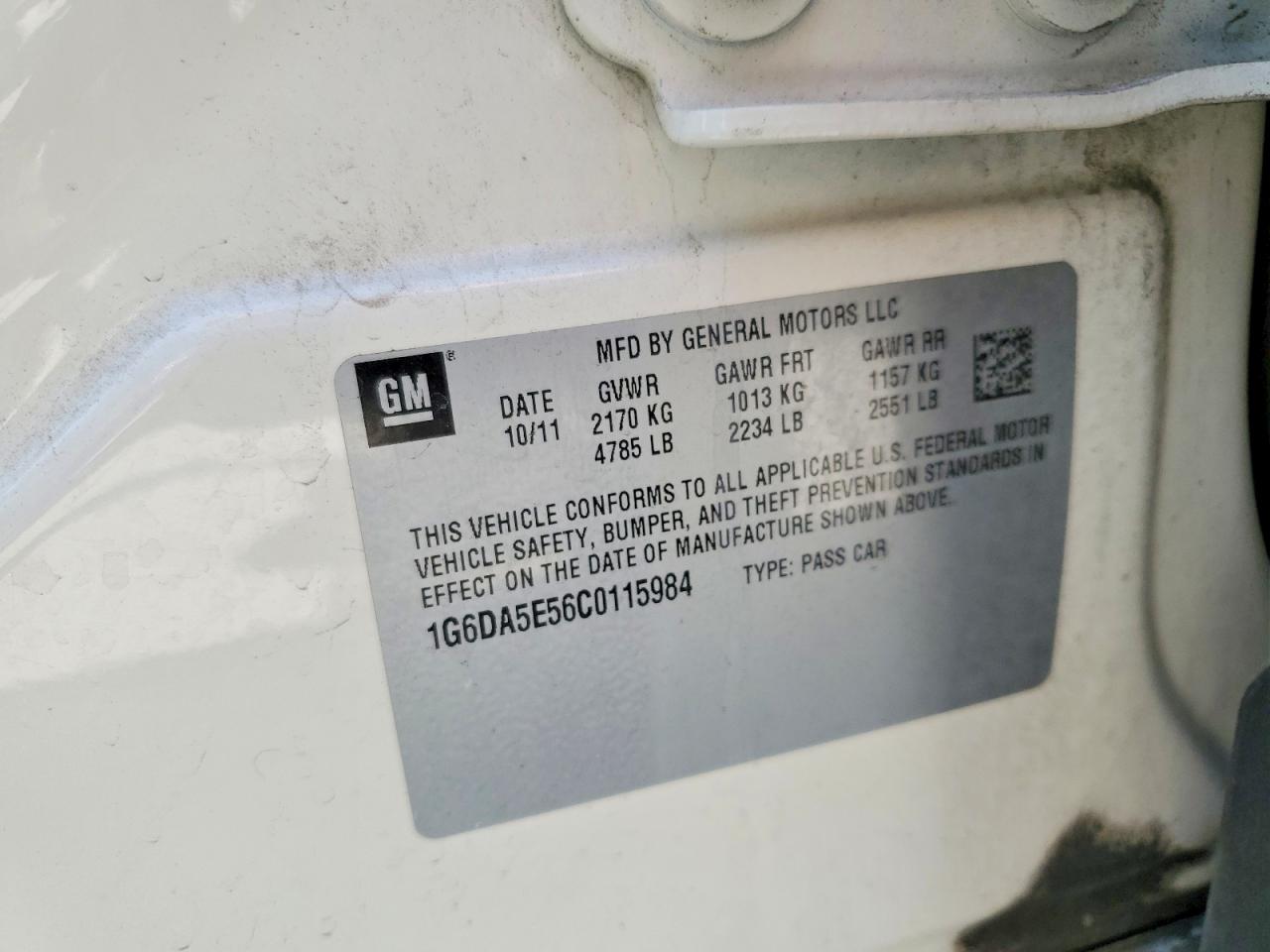 2012 Cadillac Cts Белый vin: 1G6DA5E56C0115984