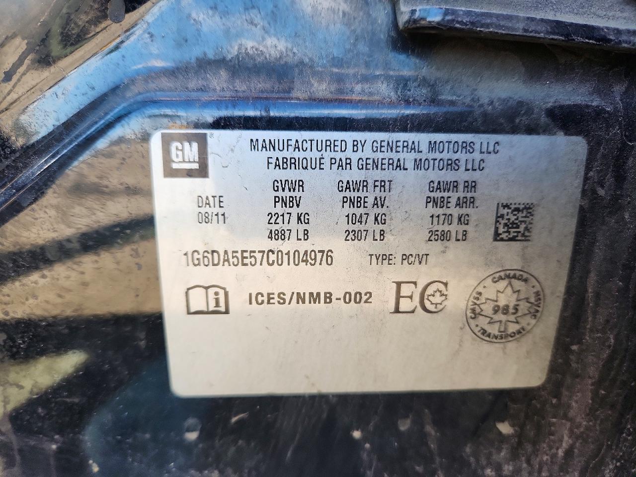 2012 Cadillac Cts Черный vin: 1G6DA5E57C0104976