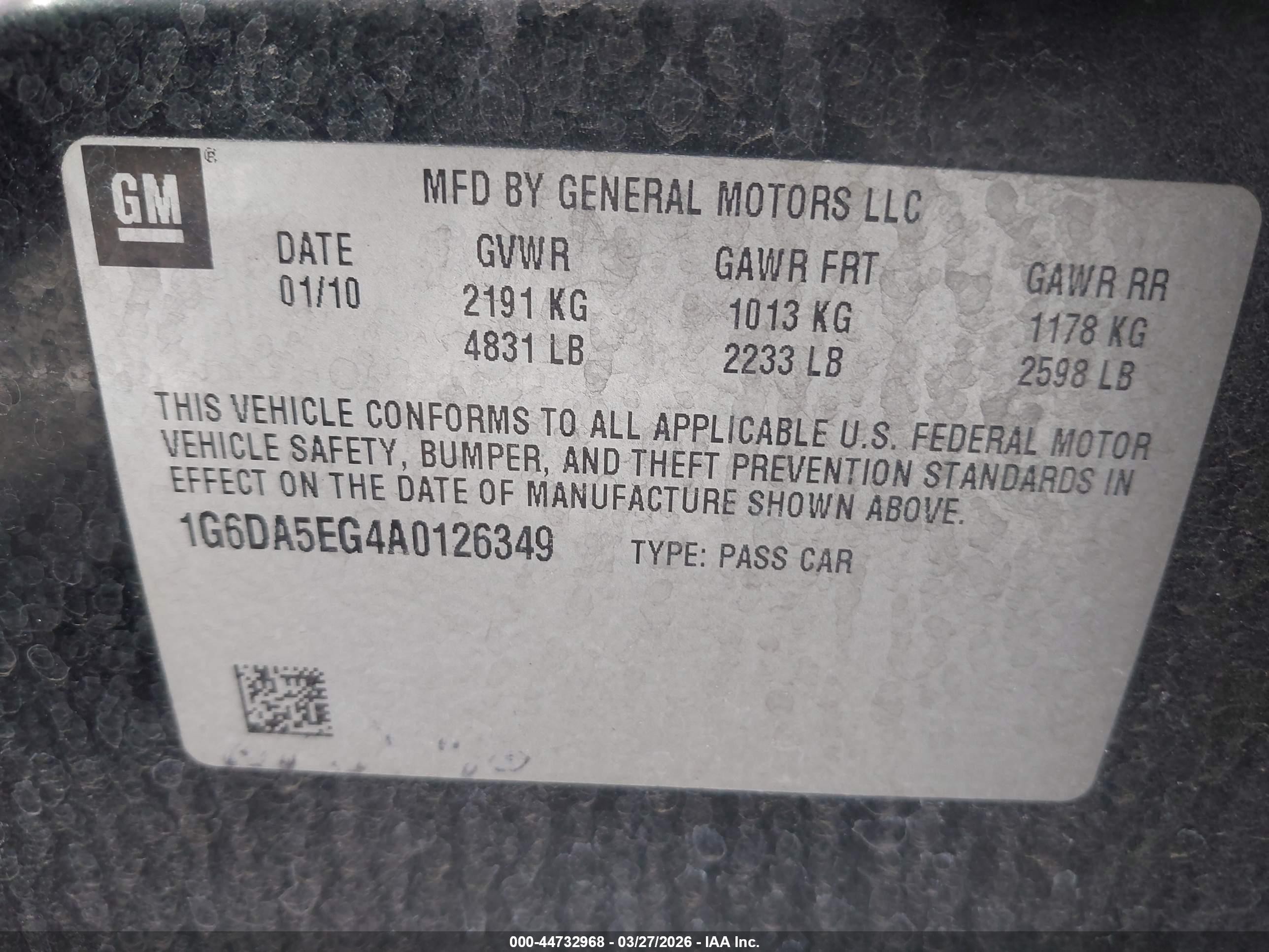 2010 Cadillac Cts Standard Black vin: 1G6DA5EG4A0126349