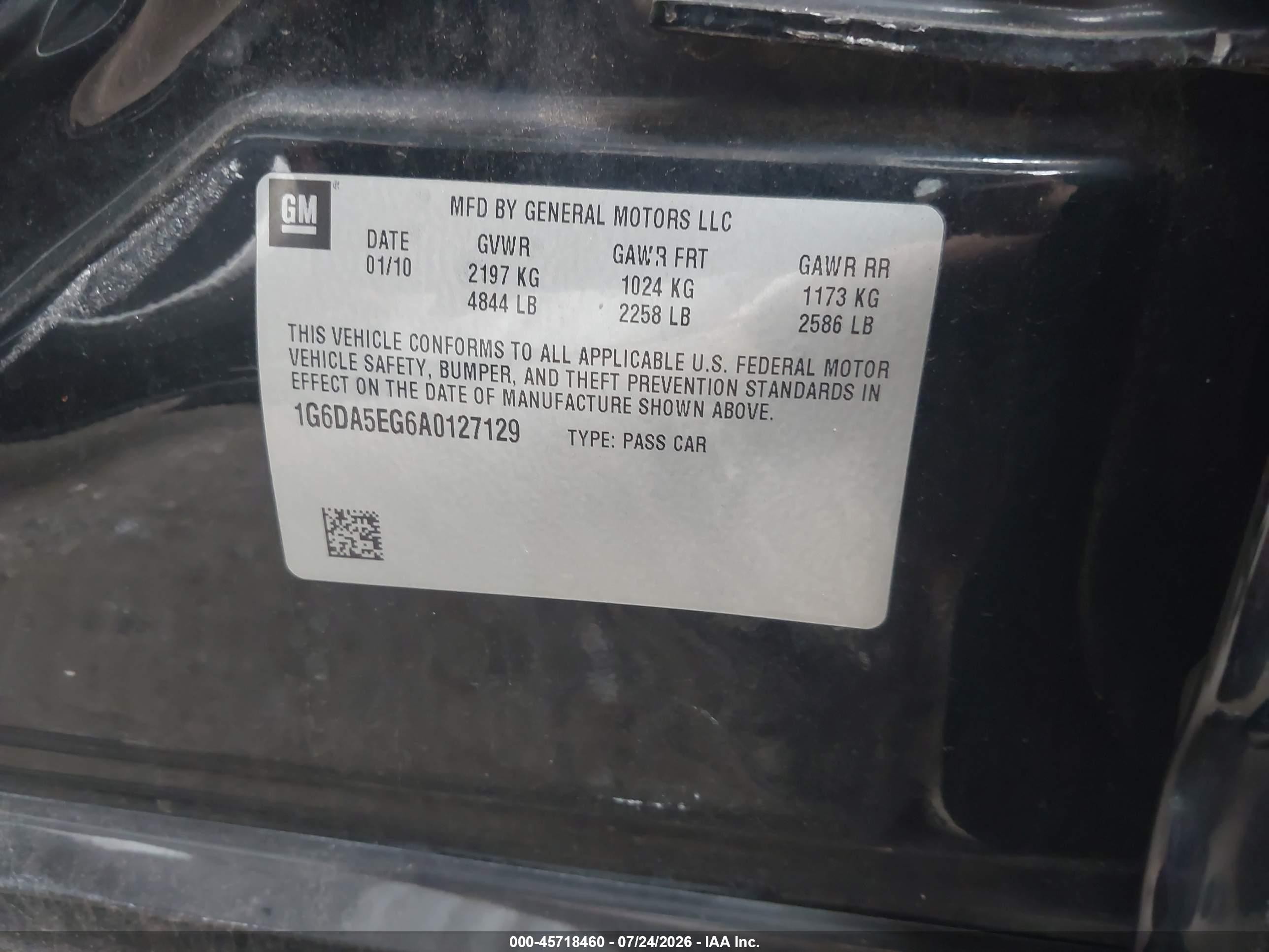 2010 Cadillac Cts   Black vin: 1G6DA5EG6A0127129