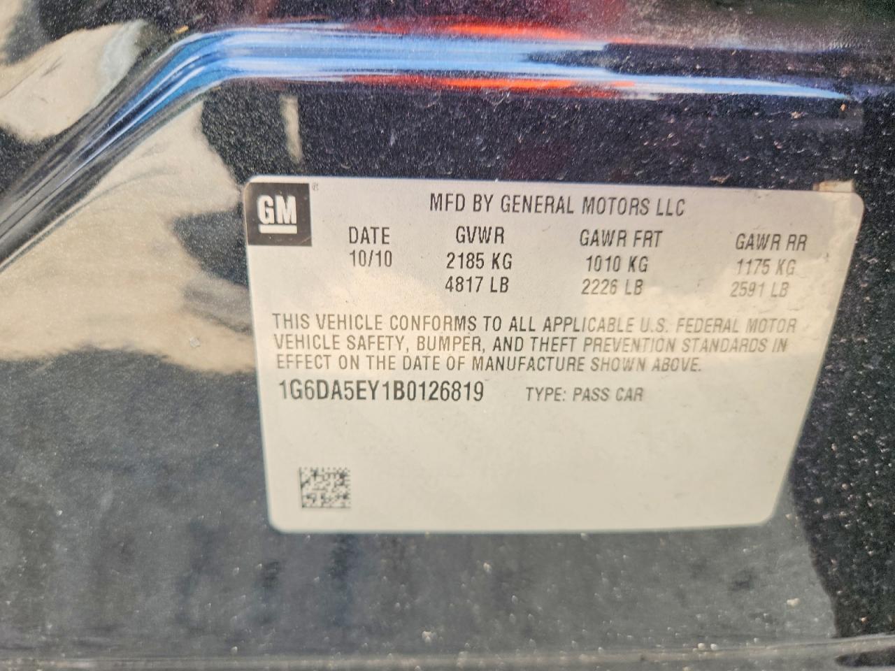 2011 Cadillac Cts Black vin: 1G6DA5EY1B0126819