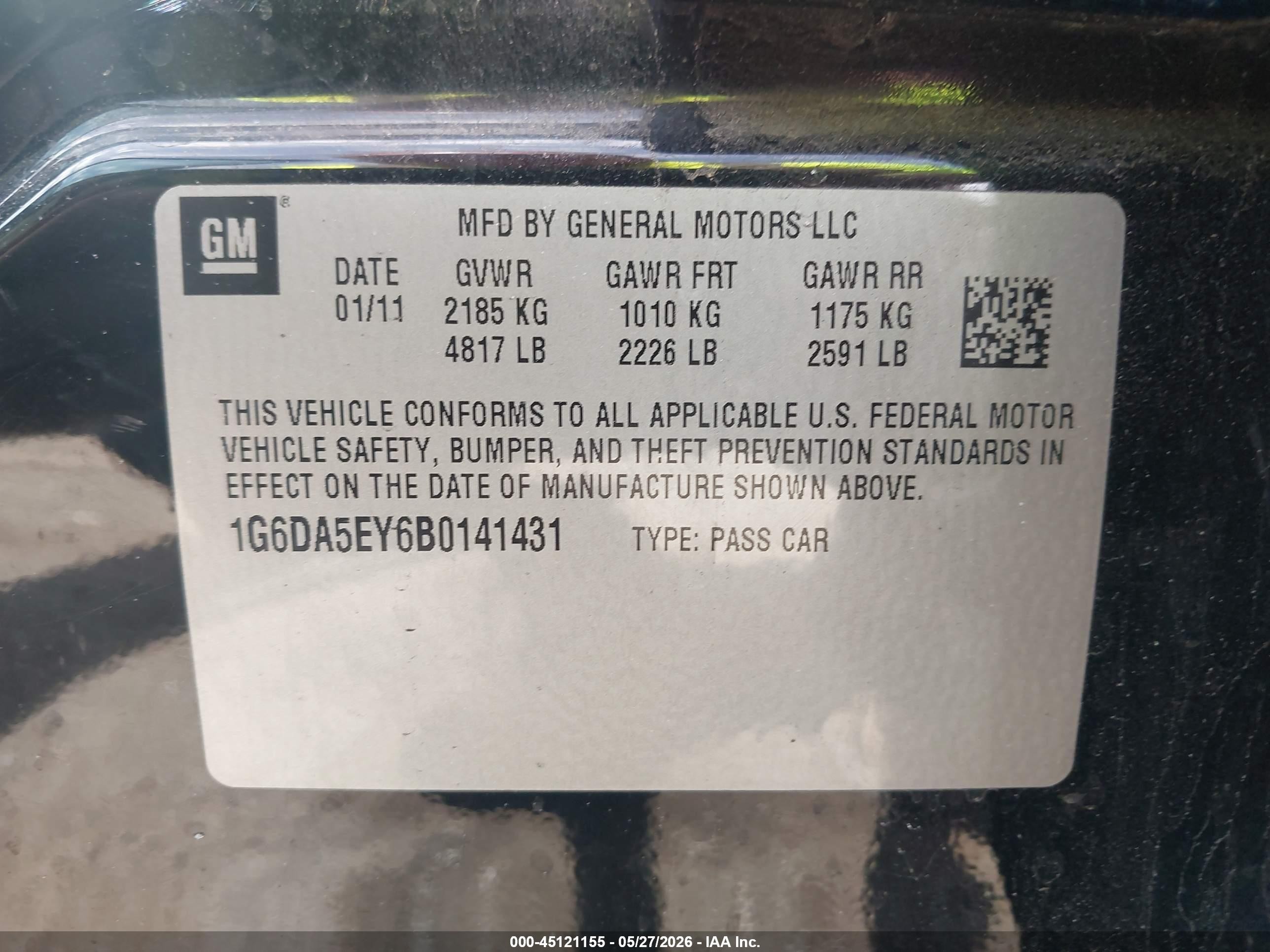 2011 Cadillac Cts Standard Black vin: 1G6DA5EY6B0141431