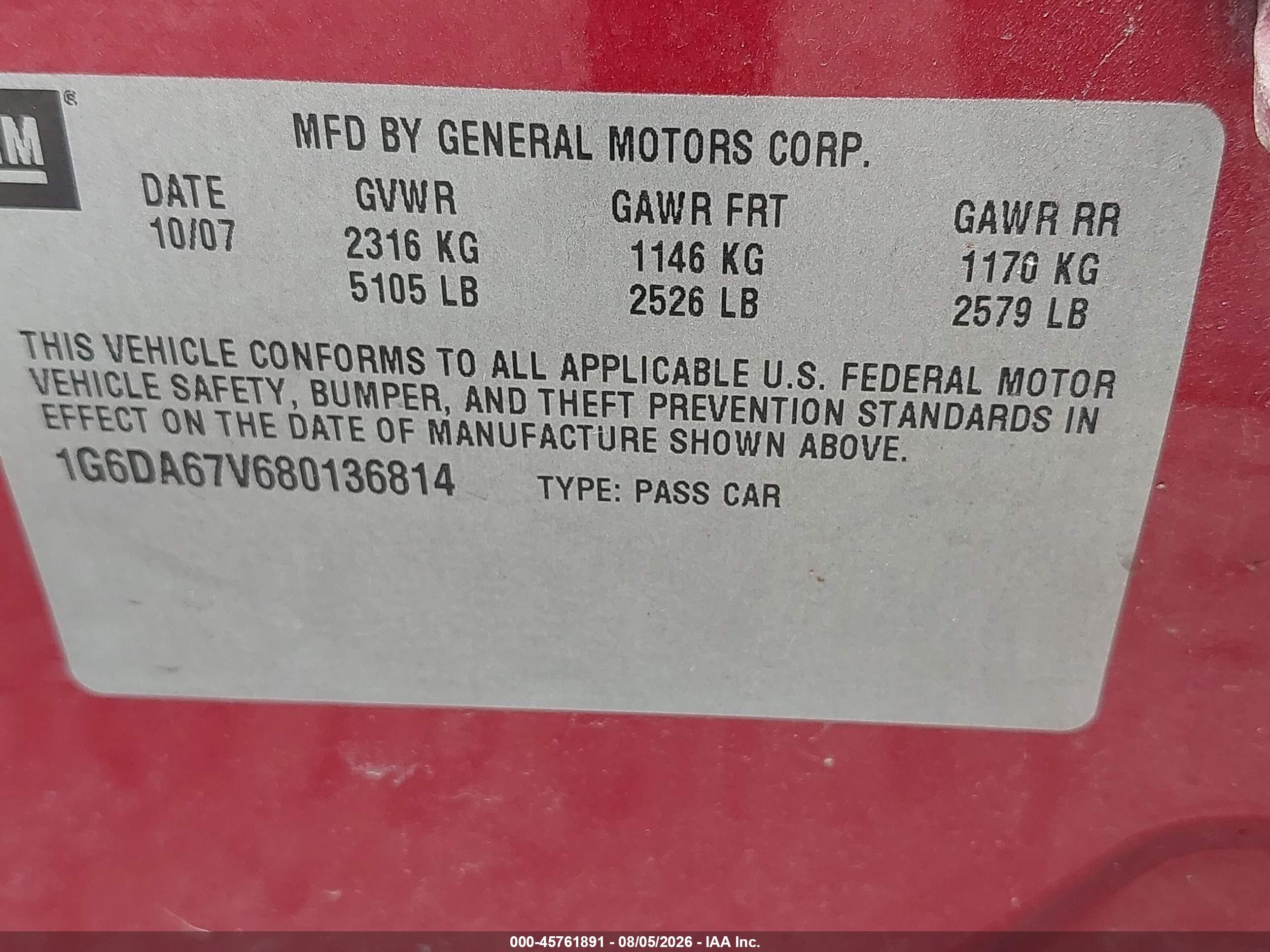 2008 Cadillac Sts Awd W/1sb Red vin: 1G6DA67V680136814