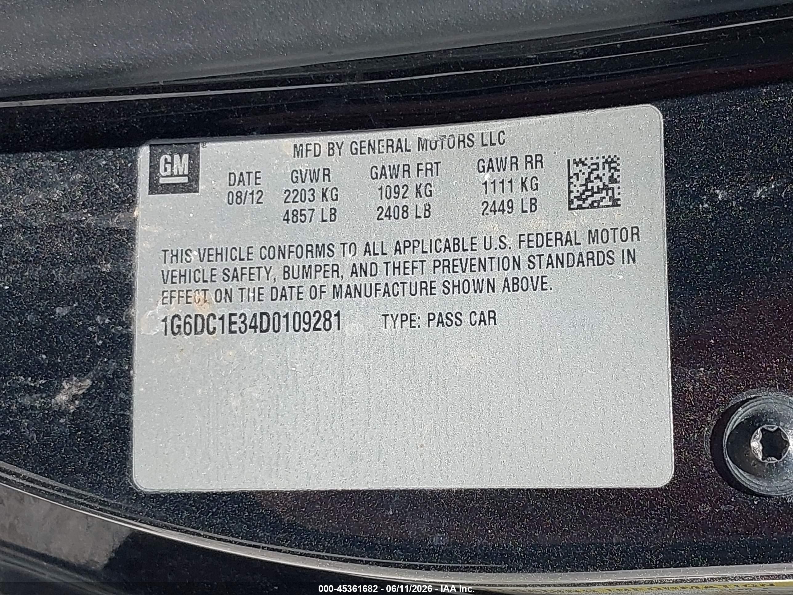 2013 Cadillac Cts Standard Черный vin: 1G6DC1E34D0109281