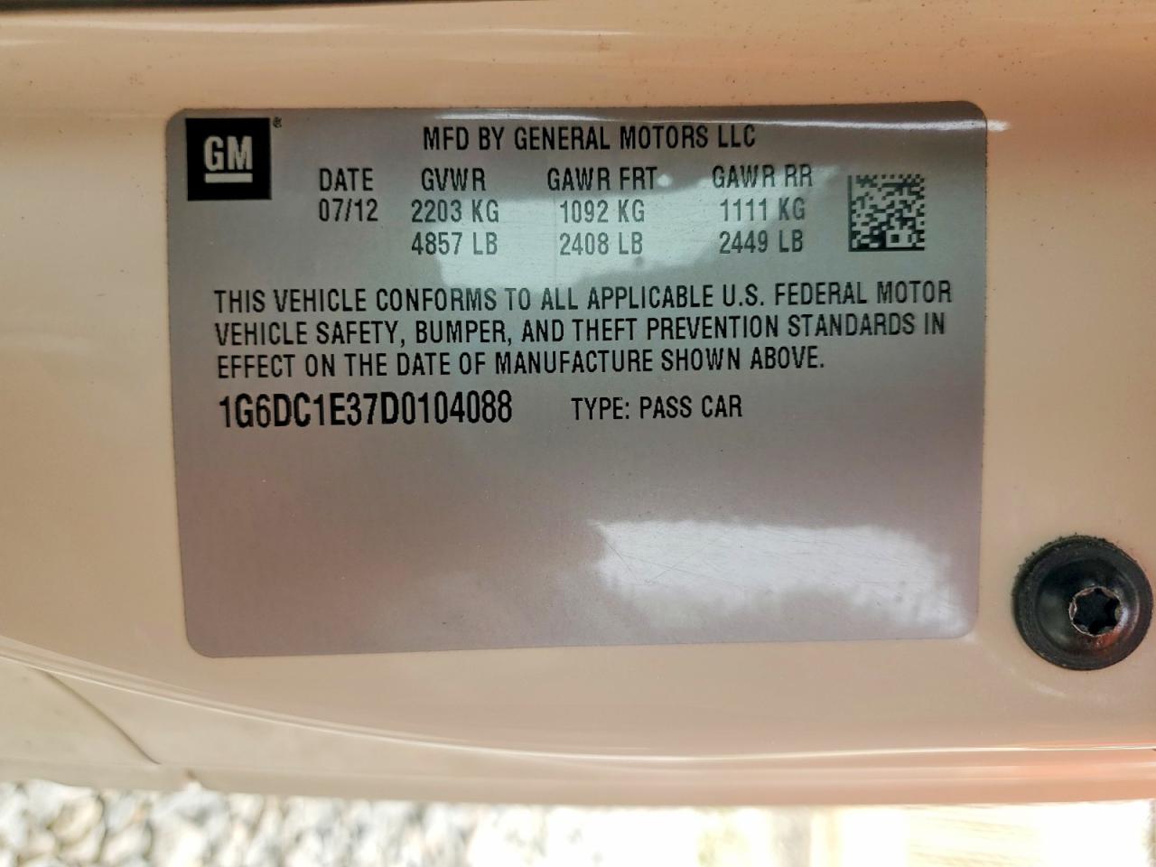 2013 Cadillac Cts White vin: 1G6DC1E37D0104088