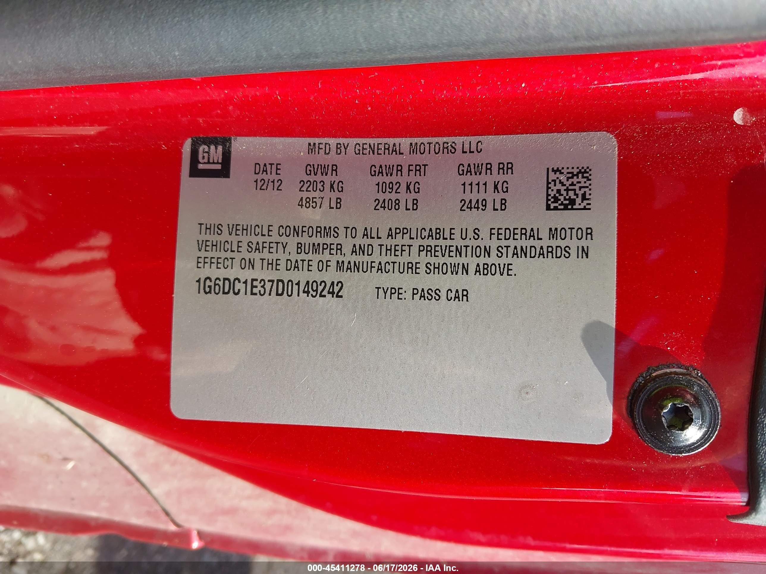 2013 Cadillac Cts Standard Красный vin: 1G6DC1E37D0149242