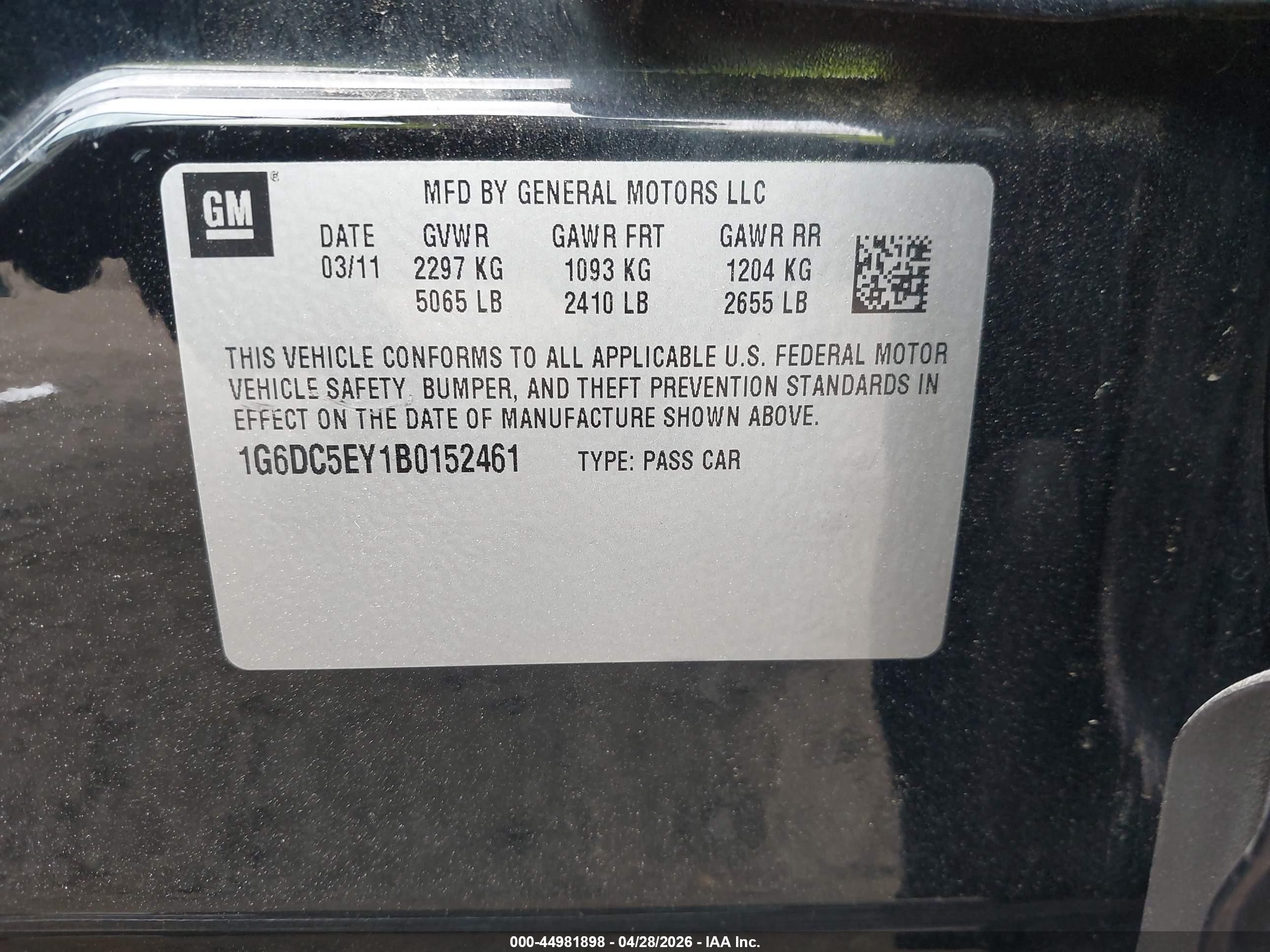 2011 Cadillac Cts Standard Black vin: 1G6DC5EY1B0152461