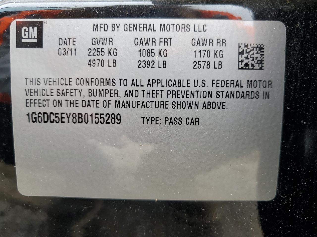 2011 Cadillac Cts Black vin: 1G6DC5EY8B0155289