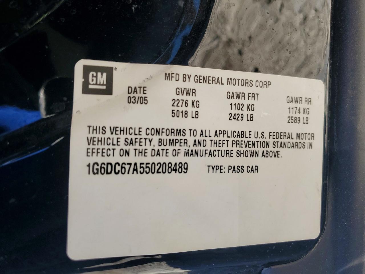 2005 Cadillac Sts Black vin: 1G6DC67A550208489
