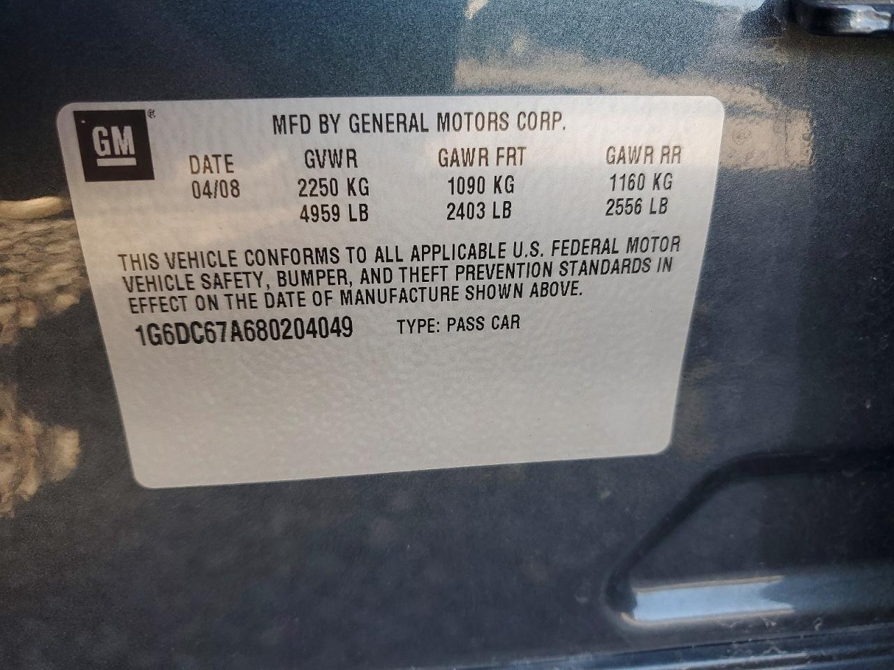 2008 Cadillac Sts Gray vin: 1G6DC67A680204049