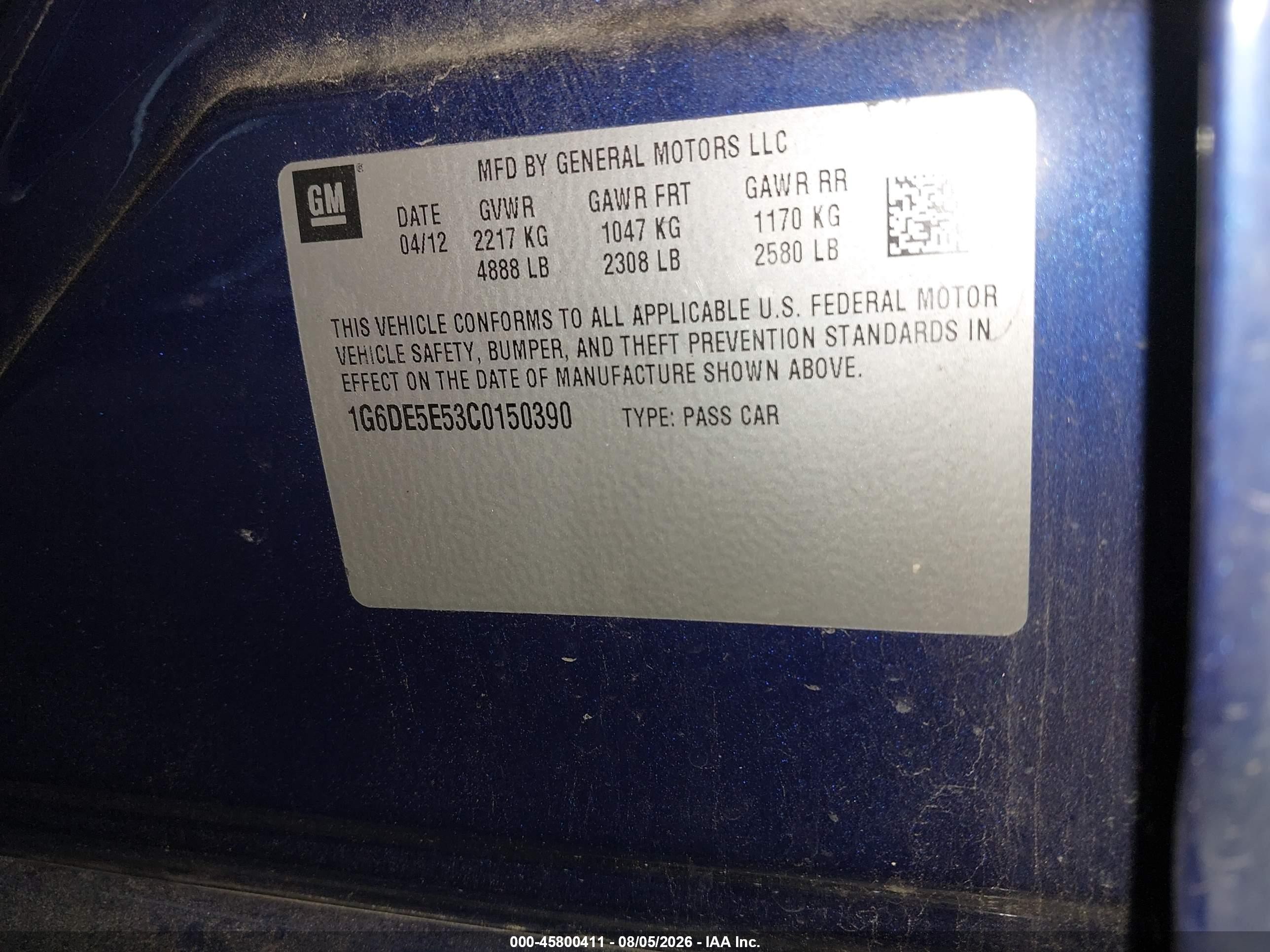 2012 Cadillac Cts Luxury Blue vin: 1G6DE5E53C0150390