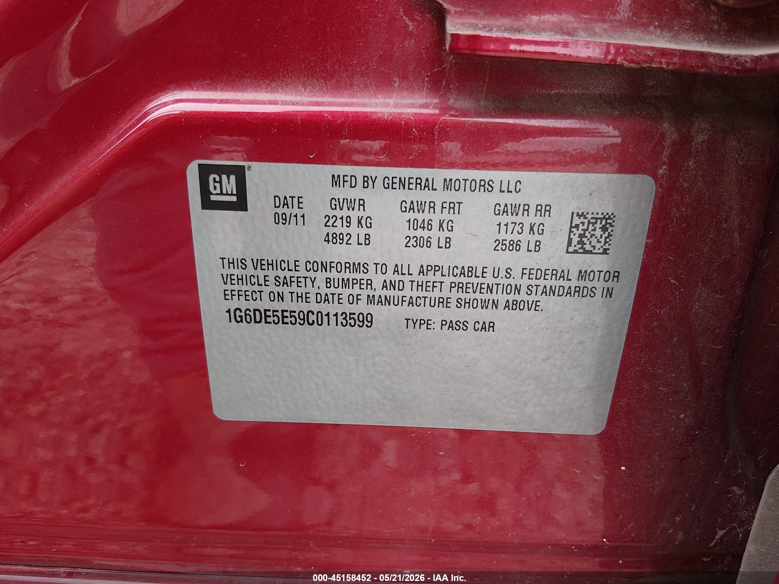 2012 Cadillac Cts Luxury Red vin: 1G6DE5E59C0113599