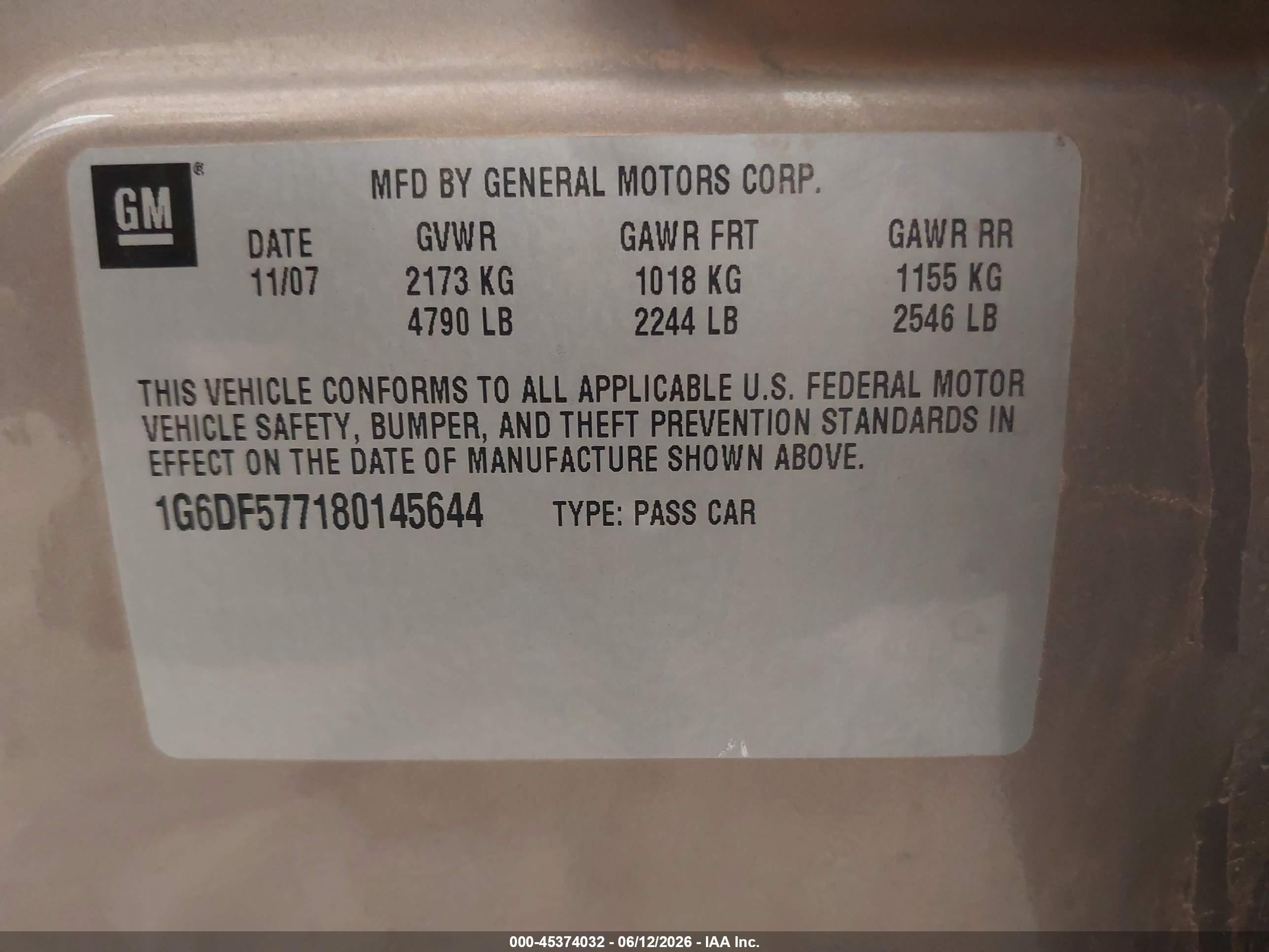 2008 Cadillac Cts Rwd W/1sa Beige vin: 1G6DF577180145644