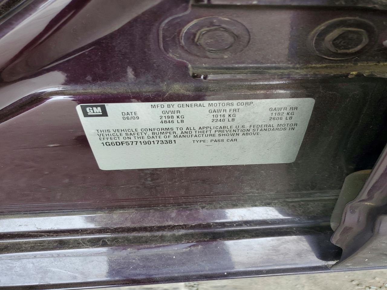 2009 Cadillac Cts Purple vin: 1G6DF577190173381