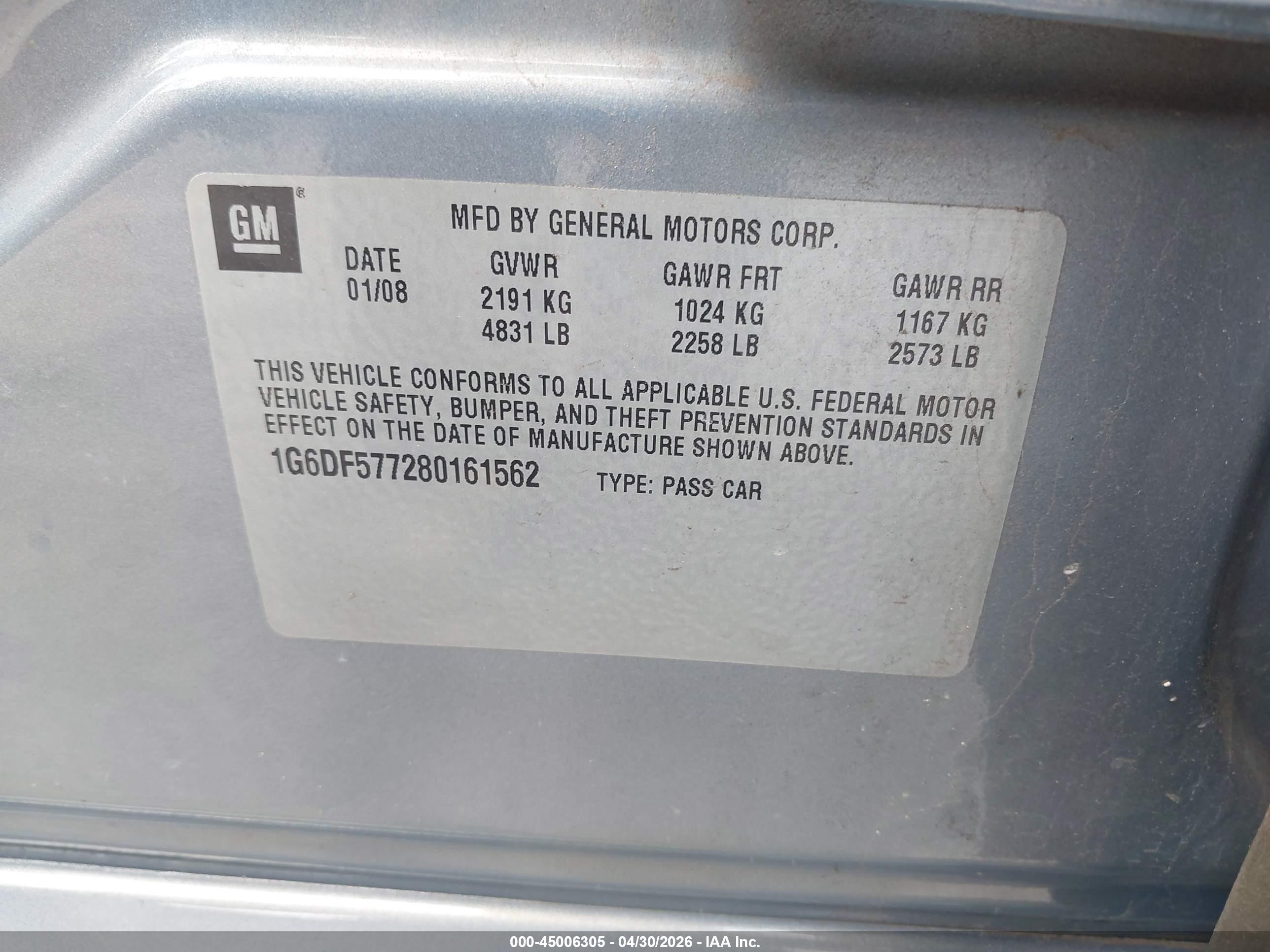 2008 Cadillac Cts Standard Gray vin: 1G6DF577280161562