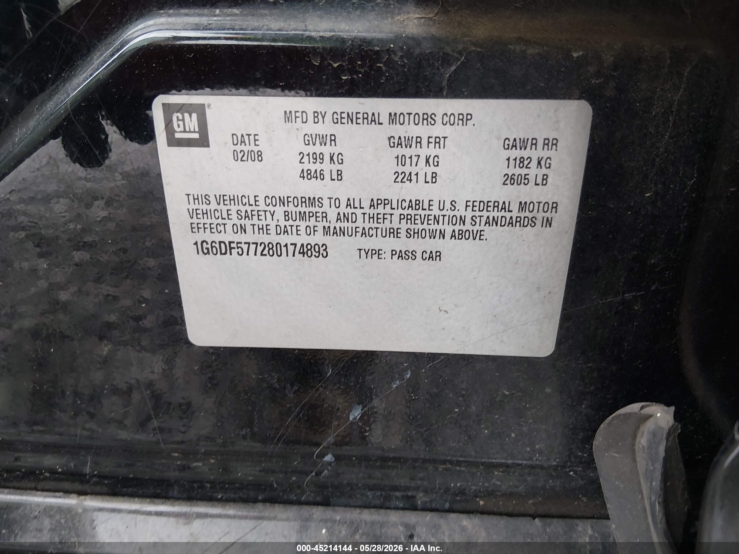 2008 Cadillac Cts Standard Черный vin: 1G6DF577280174893