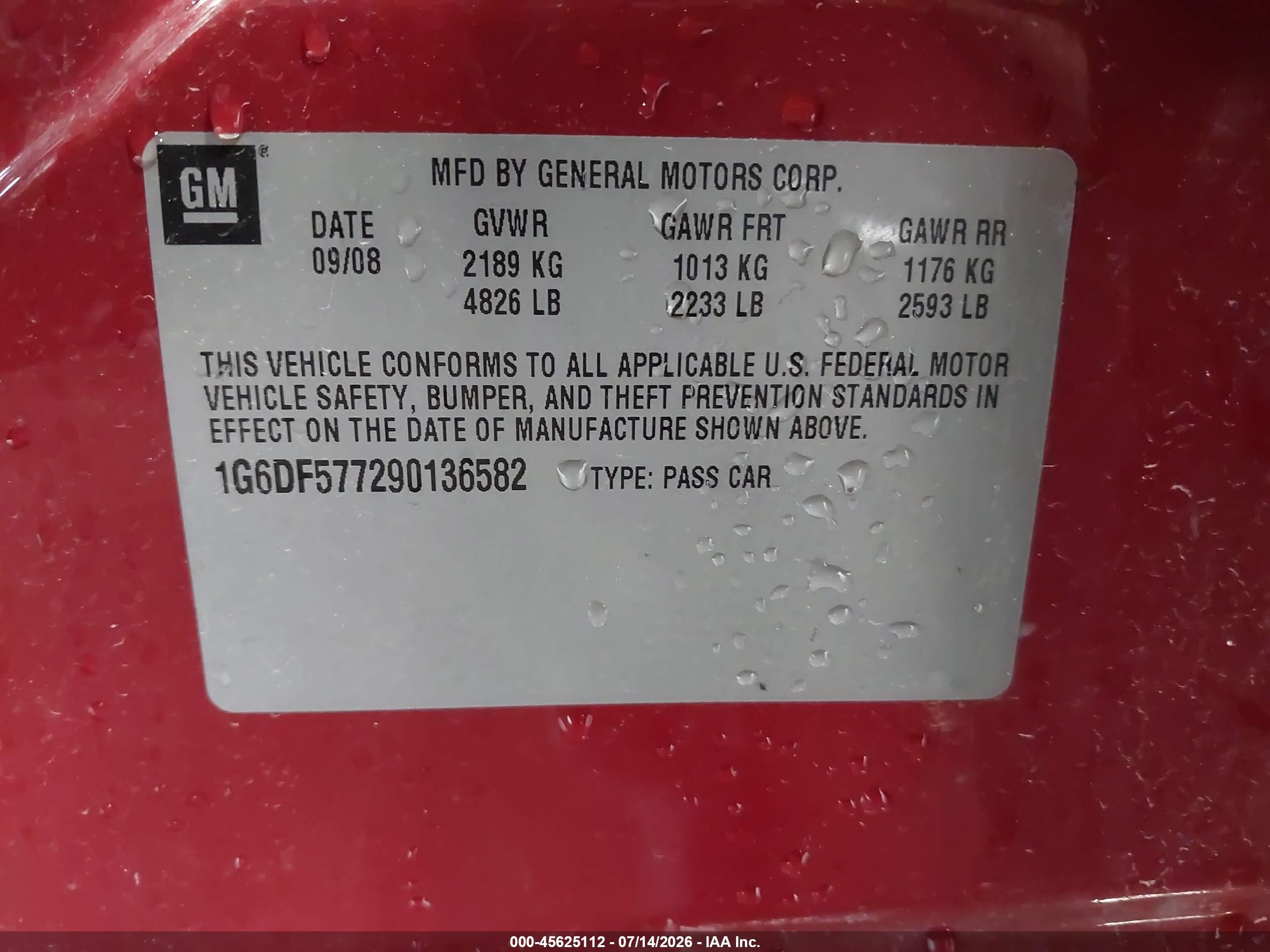2009 Cadillac Cts Rwd W/1sa Red vin: 1G6DF577290136582
