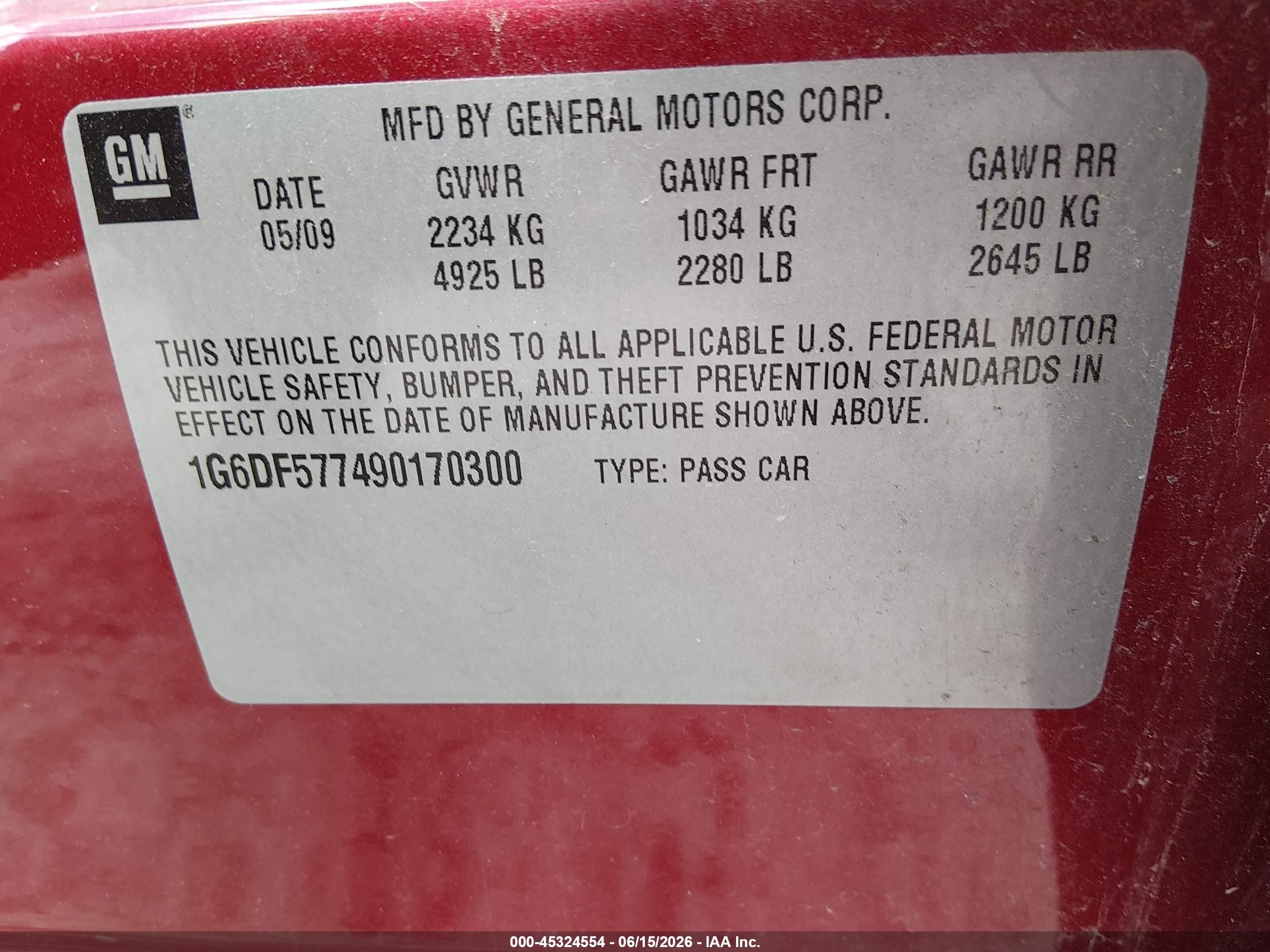 2009 Cadillac Cts Rwd W/1sa Red vin: 1G6DF577490170300
