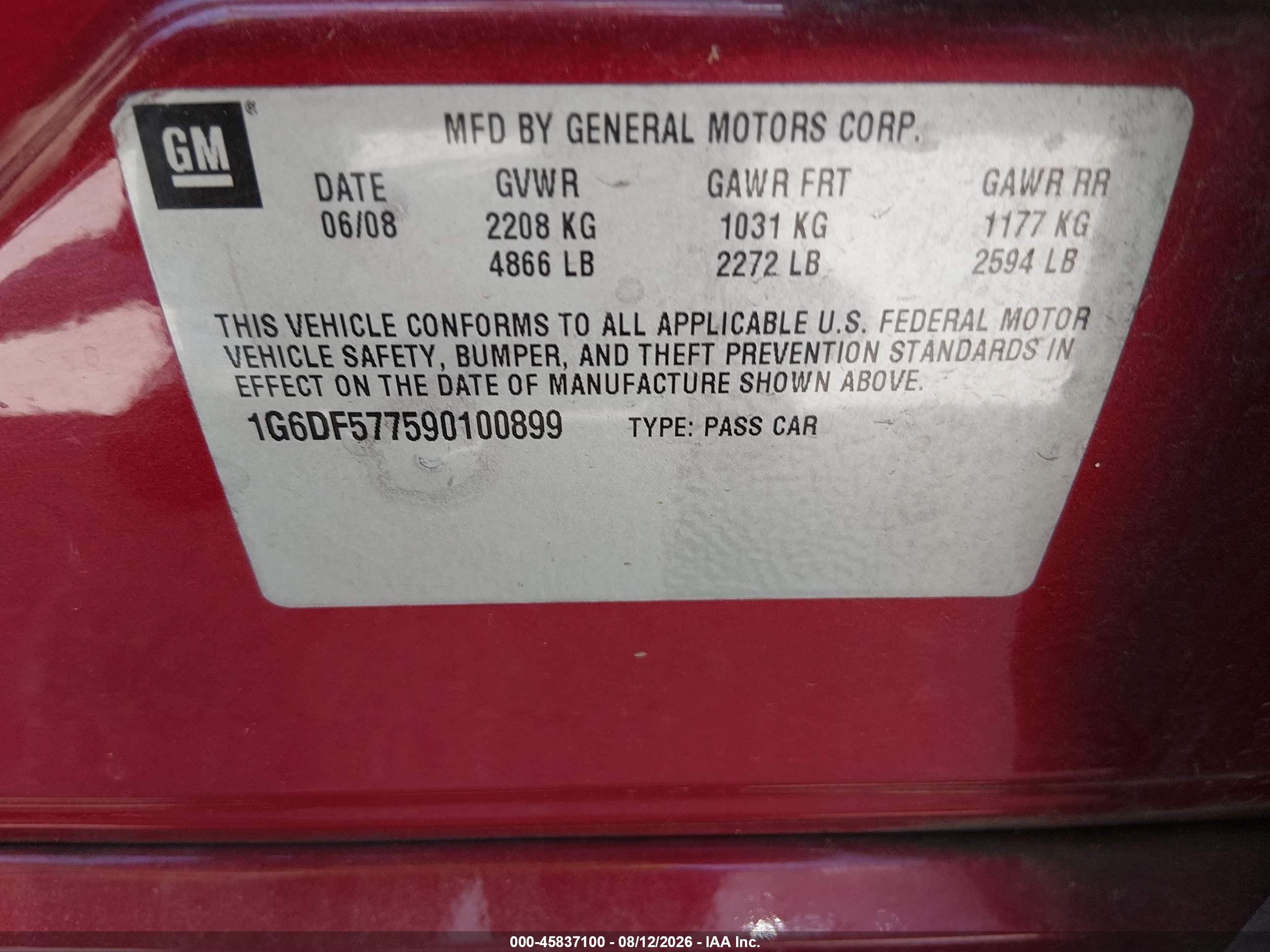 2009 Cadillac Cts Rwd W/1sa Burgundy vin: 1G6DF577590100899