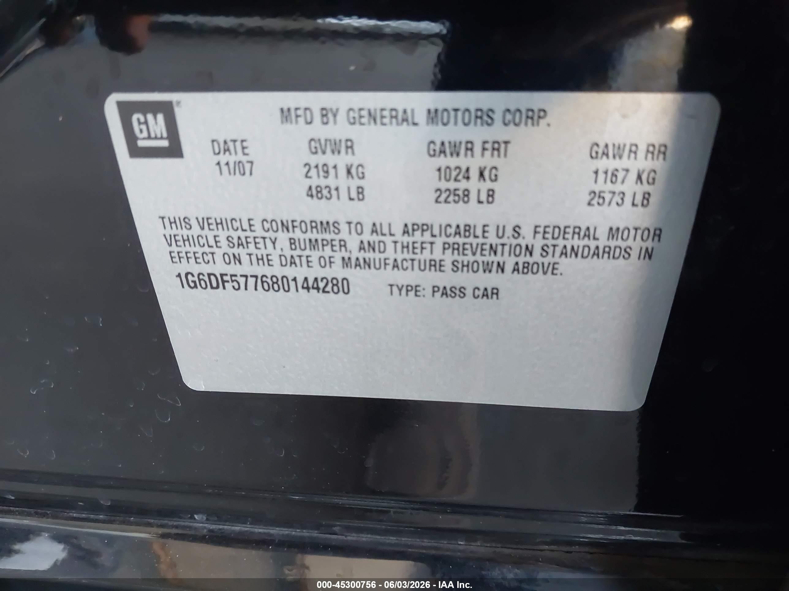 2008 Cadillac Cts Standard Black vin: 1G6DF577680144280