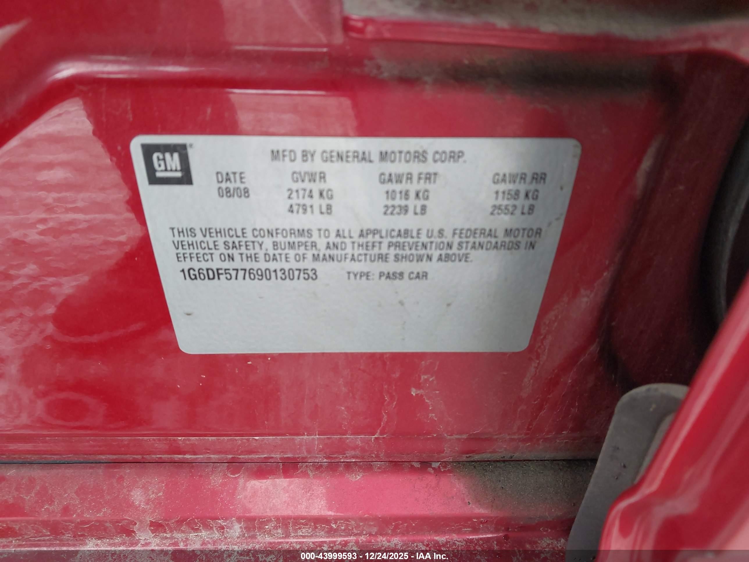 2009 Cadillac Cts Standard Red vin: 1G6DF577690130753