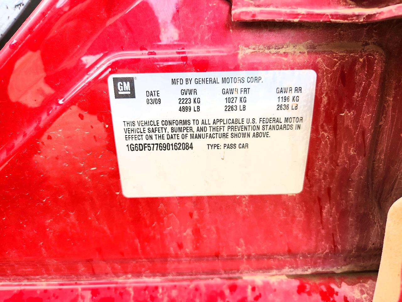 2009 Cadillac Cts Maroon vin: 1G6DF577690162084