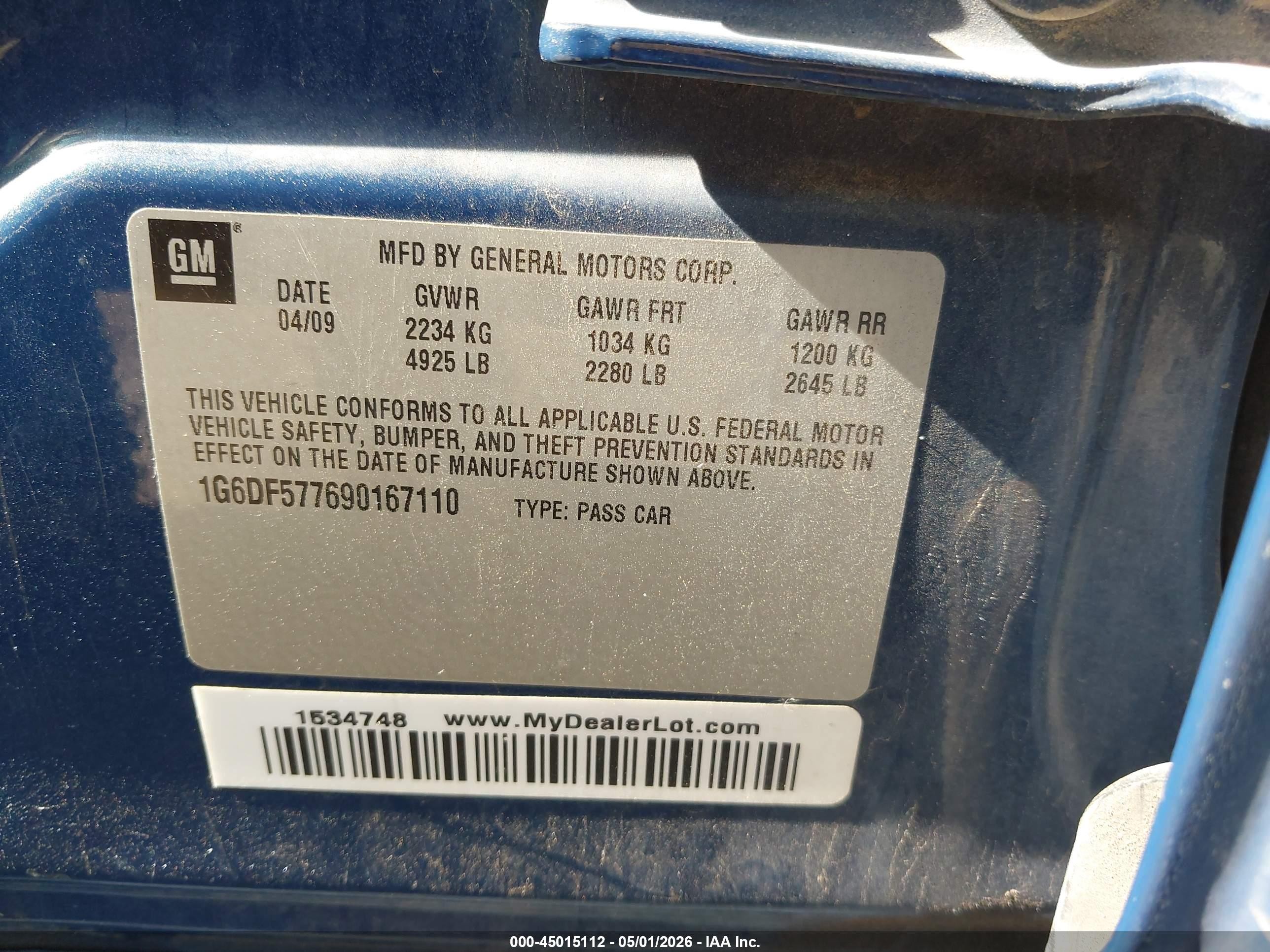 2009 Cadillac Cts Standard Blue vin: 1G6DF577690167110