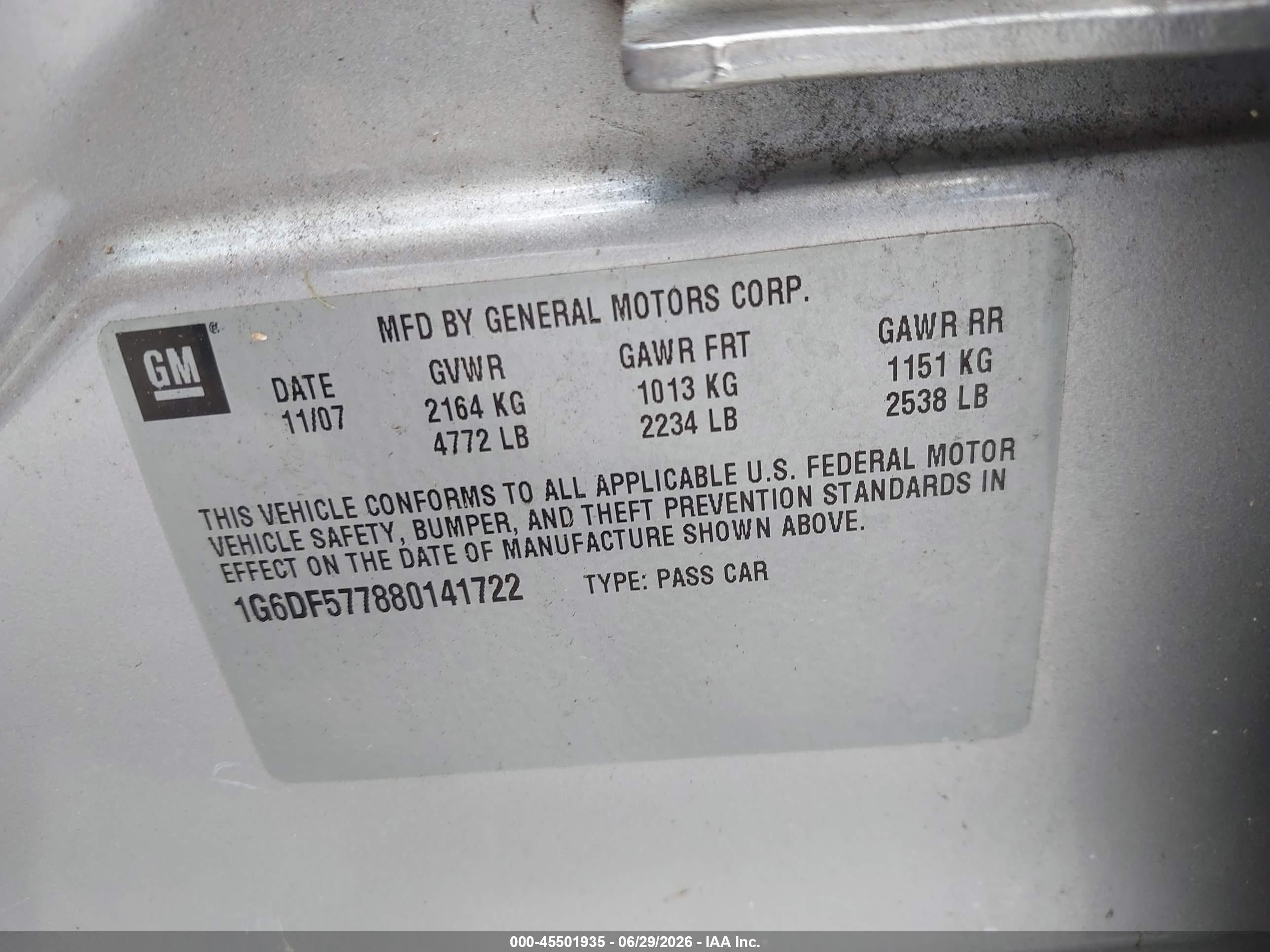 2008 Cadillac Cts Standard Silver vin: 1G6DF577880141722