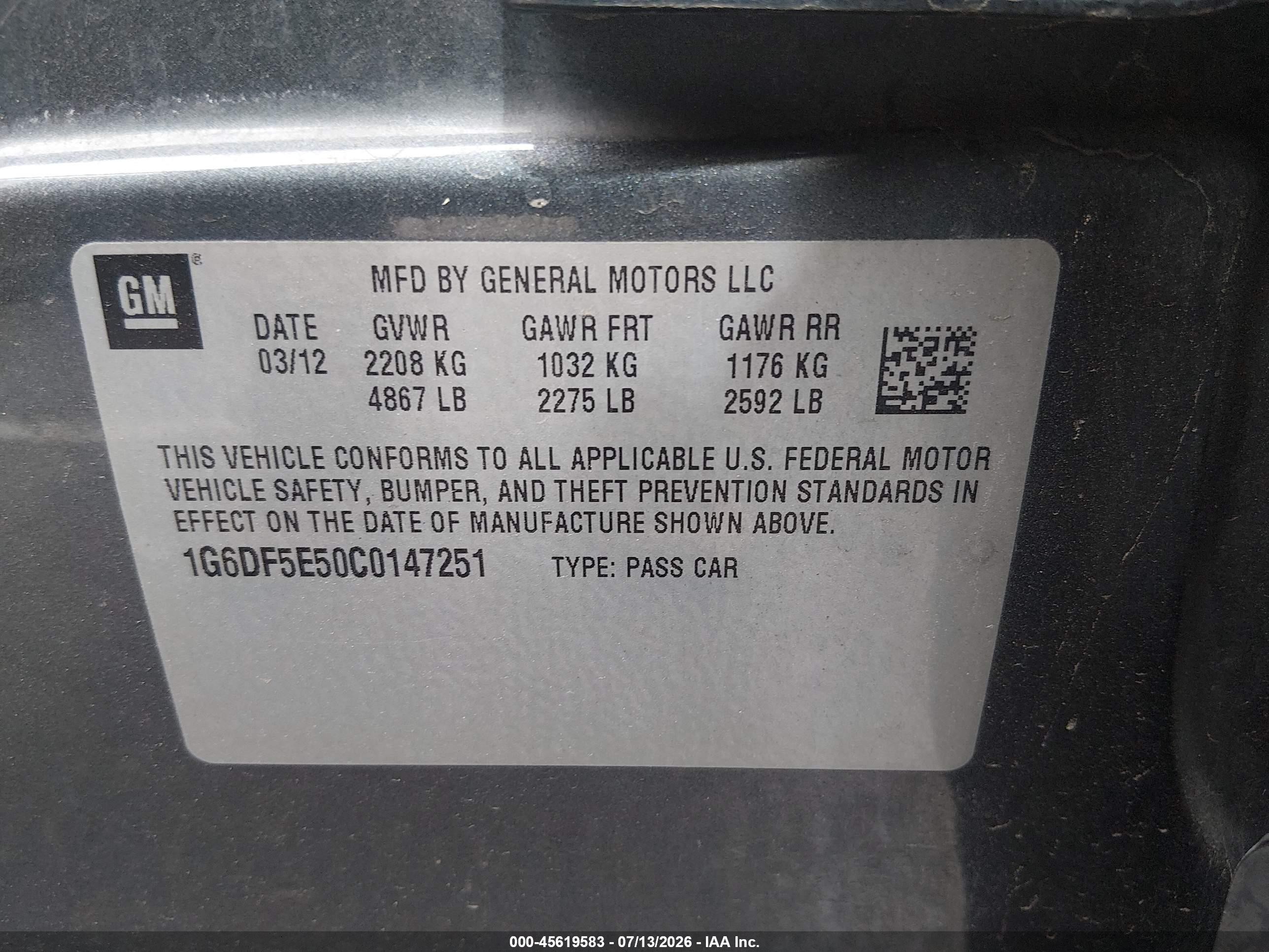 2012 Cadillac Cts Luxury Gray vin: 1G6DF5E50C0147251