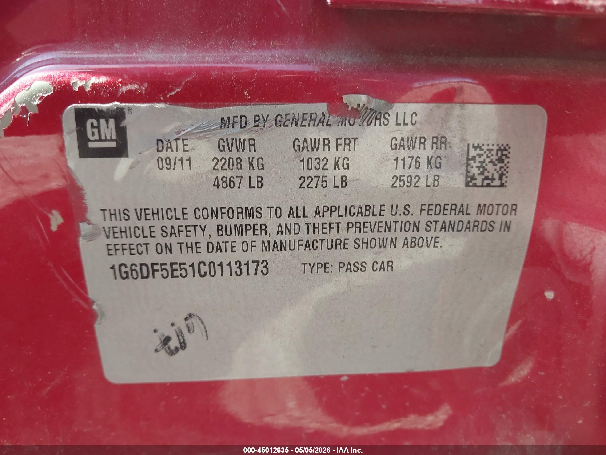 2012 Cadillac Cts Luxury Red vin: 1G6DF5E51C0113173