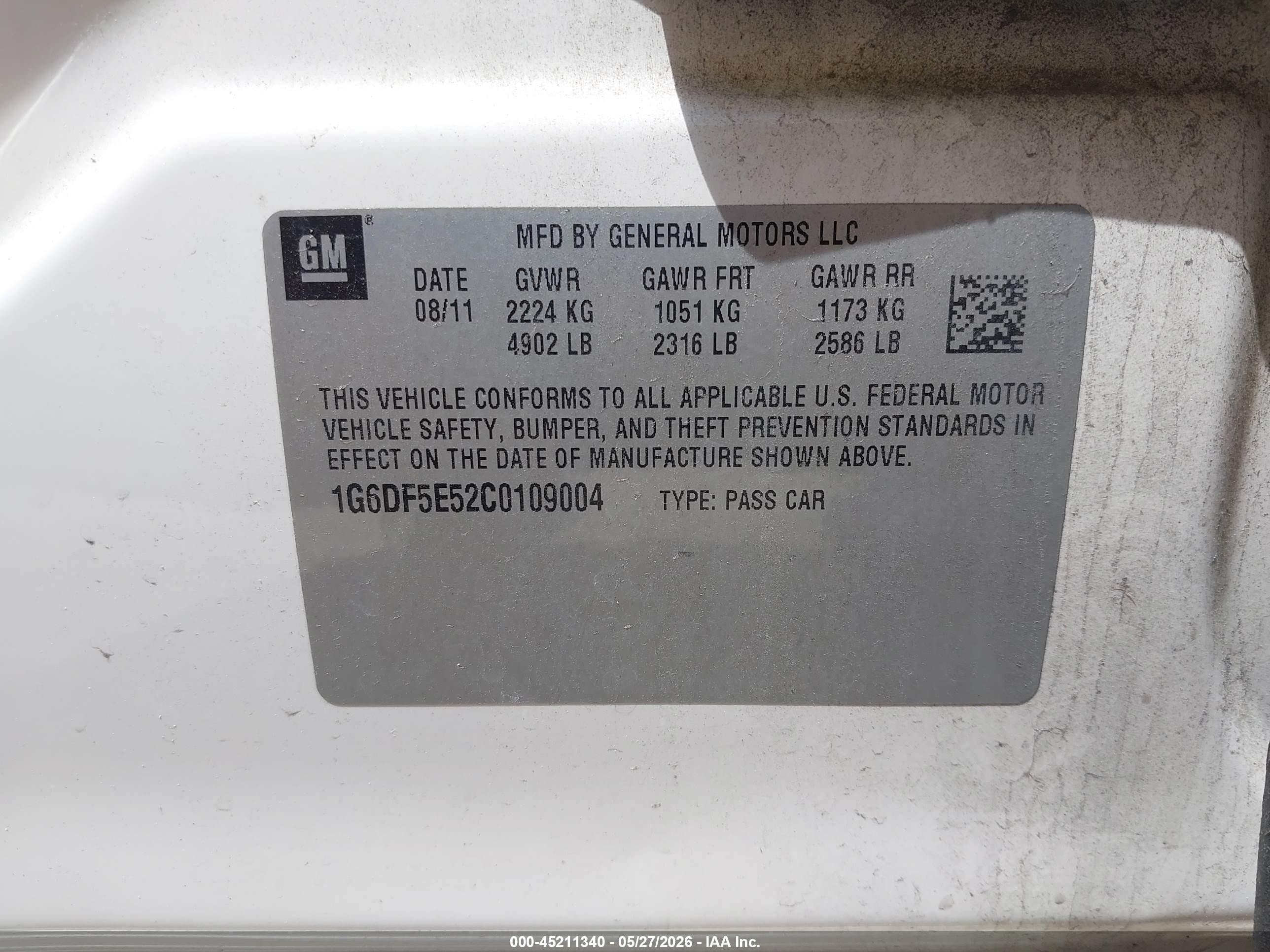 2012 Cadillac Cts Luxury White vin: 1G6DF5E52C0109004