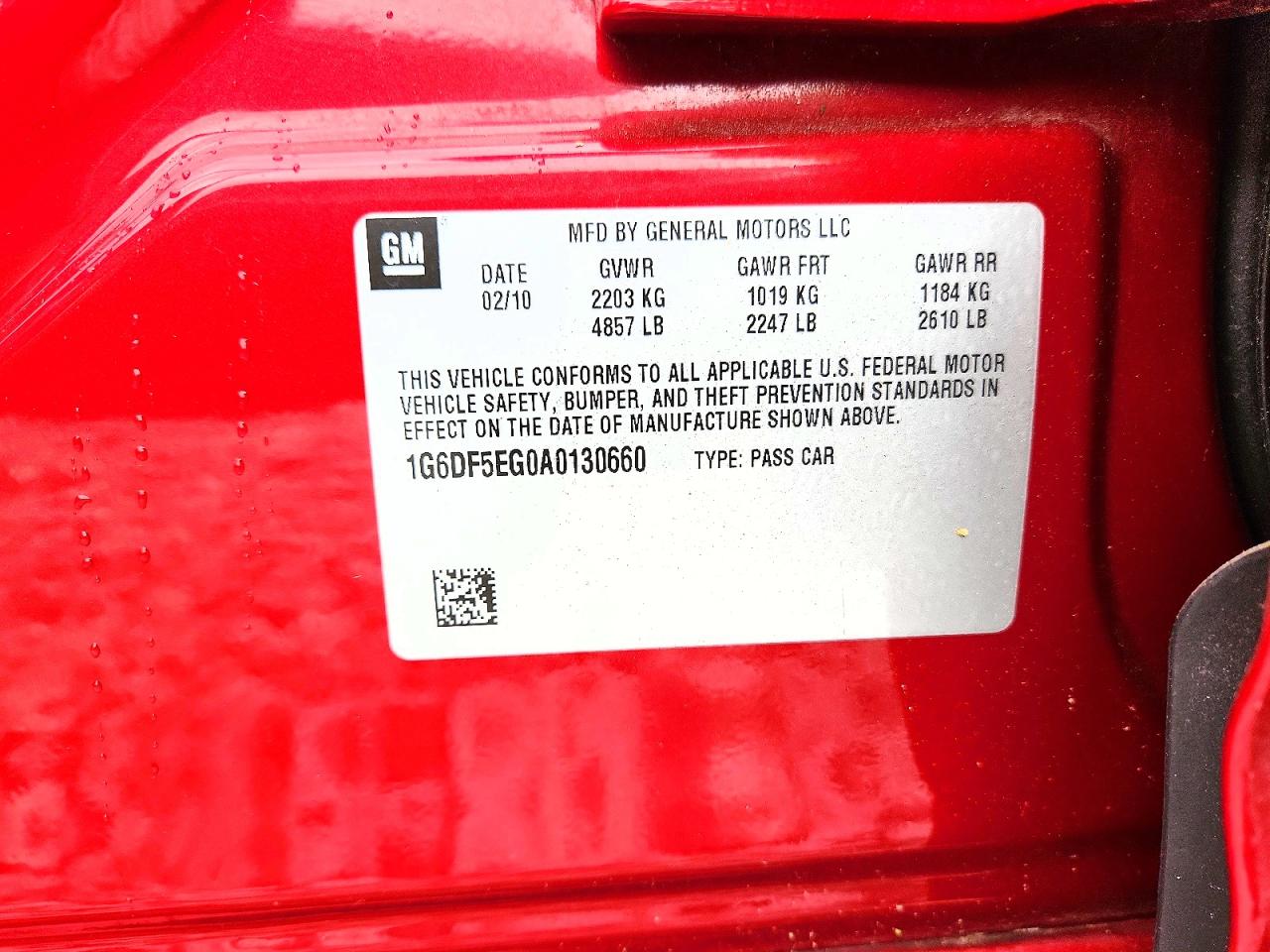 2010 Cadillac Cts Luxury Collection Red vin: 1G6DF5EG0A0130660