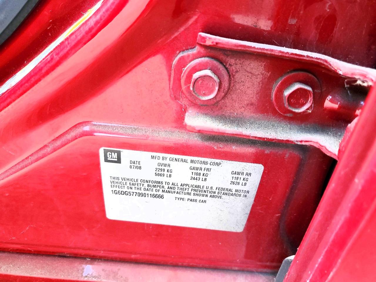 2009 Cadillac Cts Red vin: 1G6DG577090116666